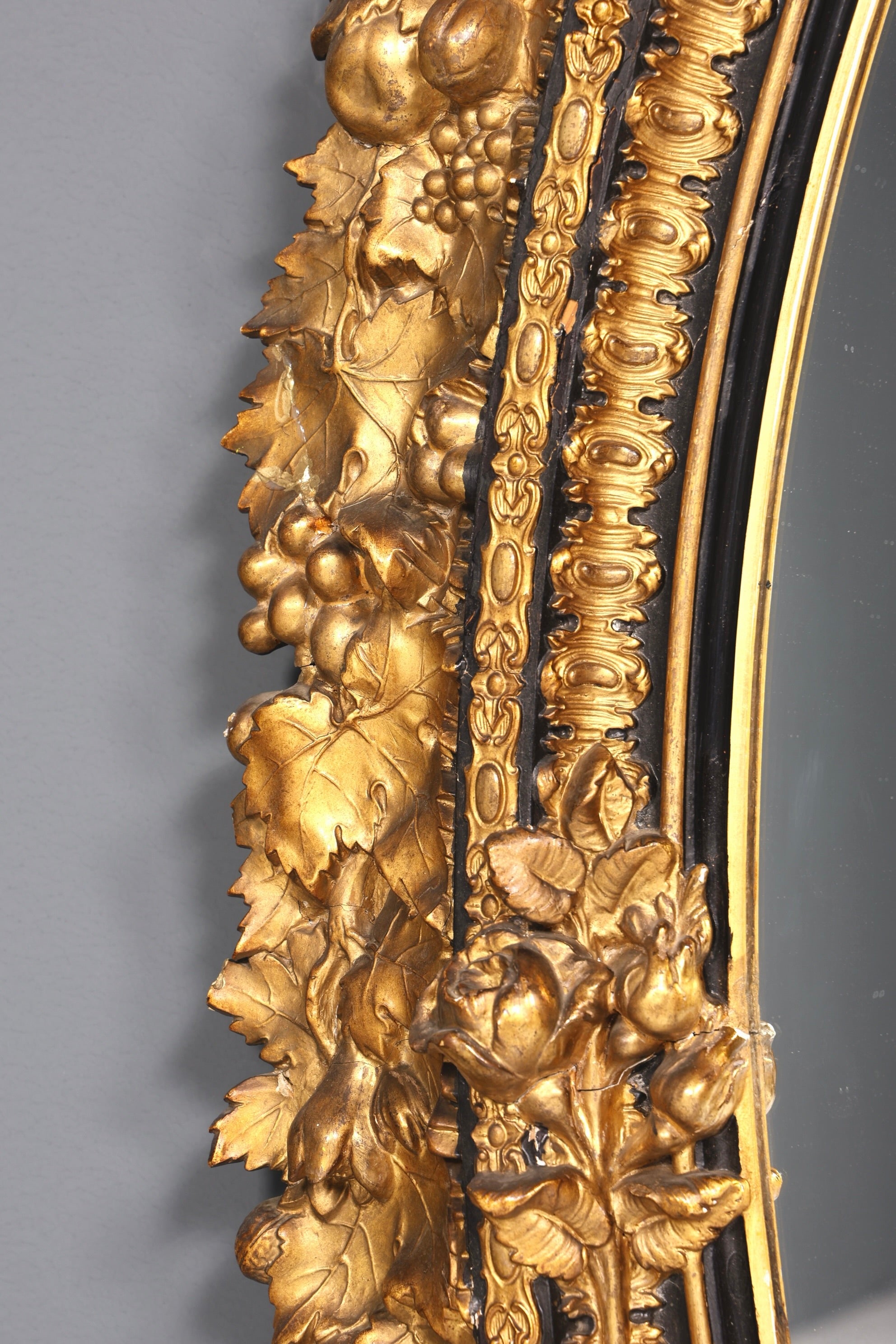 Beautiful original Baroque wall mirror, antique style mirror, hallway mirror with ornaments, decorative mirror circa 1860