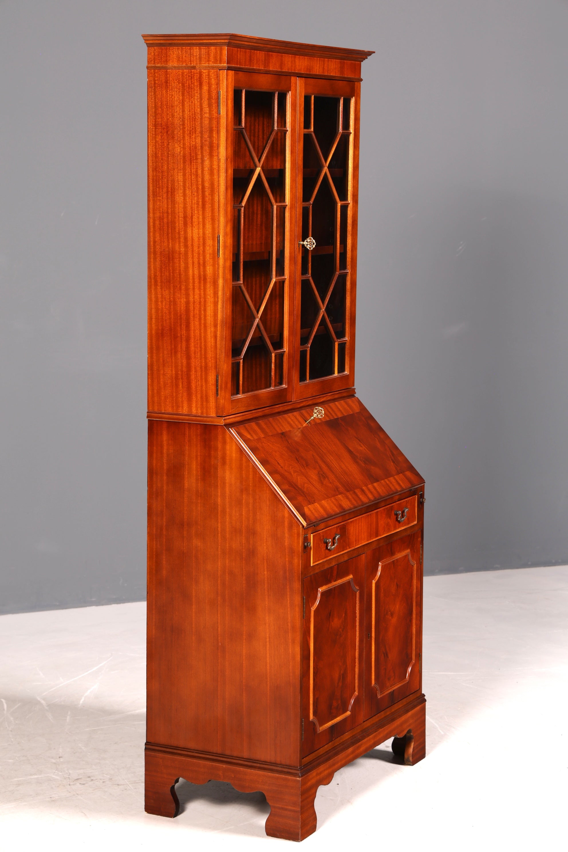 G401 Finish cm Wunderschöner Englischer Sekretär Büro Aufsatzsekretär Antik 60S Vitrinen Schrank UK (Kopie)