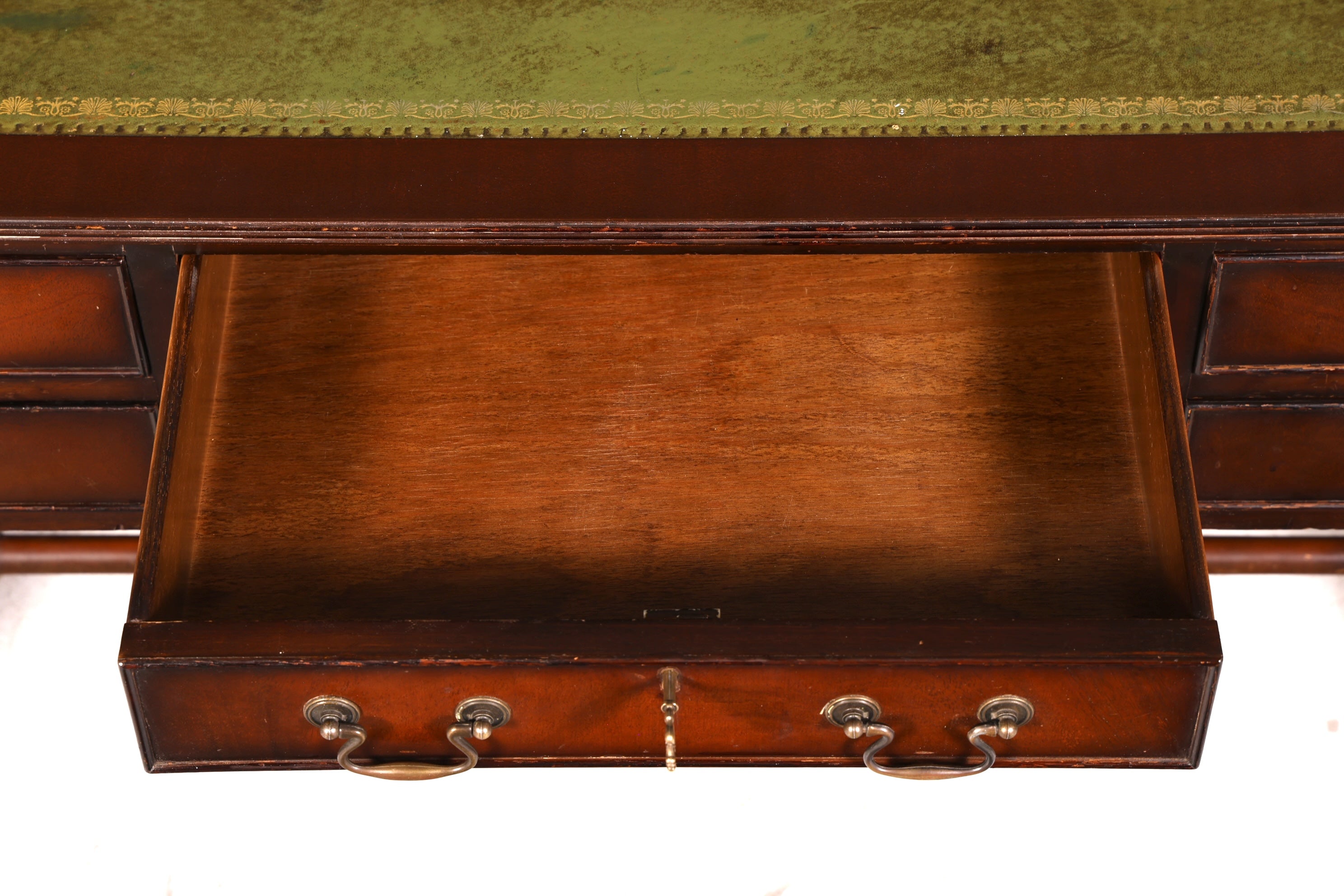 Beautiful English Desk Regency Folding Desk Genuine Leather Top Mahogany 60s Office Table
