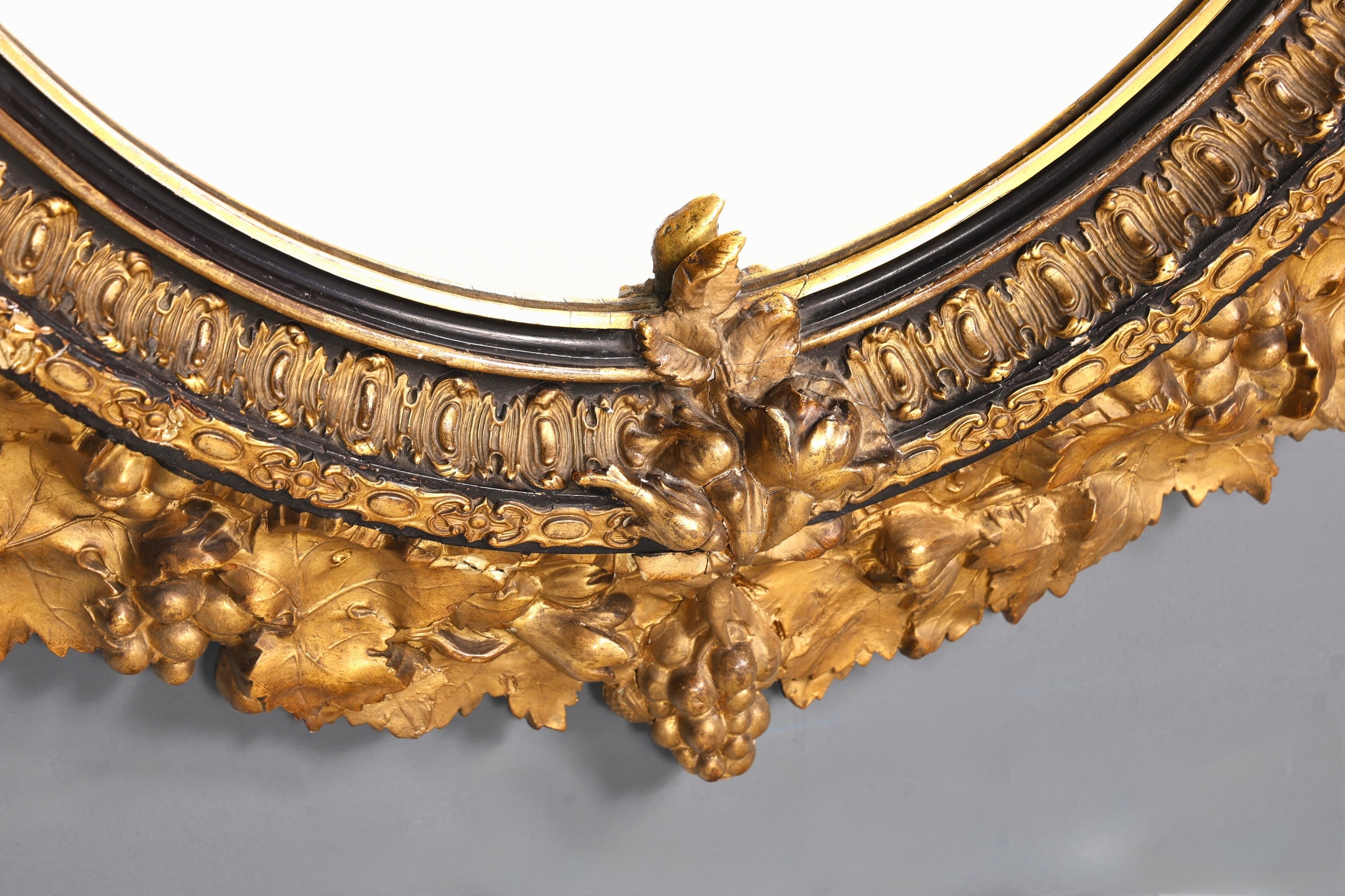 Beautiful original Baroque wall mirror, antique style mirror, hallway mirror with ornaments, decorative mirror circa 1860