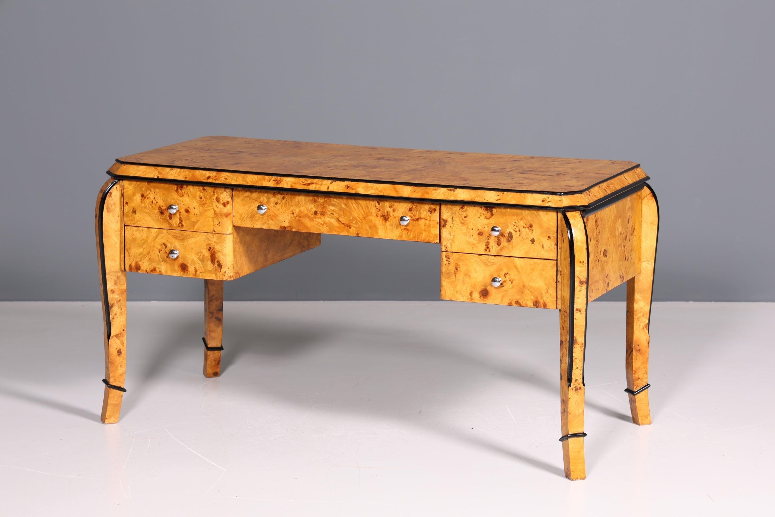 Wunderschöner Art Deco Stil Schreibtisch Bürotisch Antik Stil Birke Office Desk