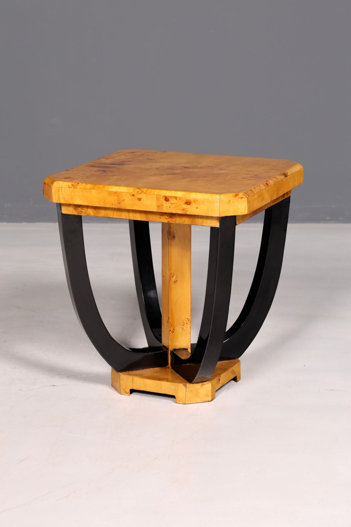 Stylish Art Deco-style luxury coffee table in birch, Biedermeier side table