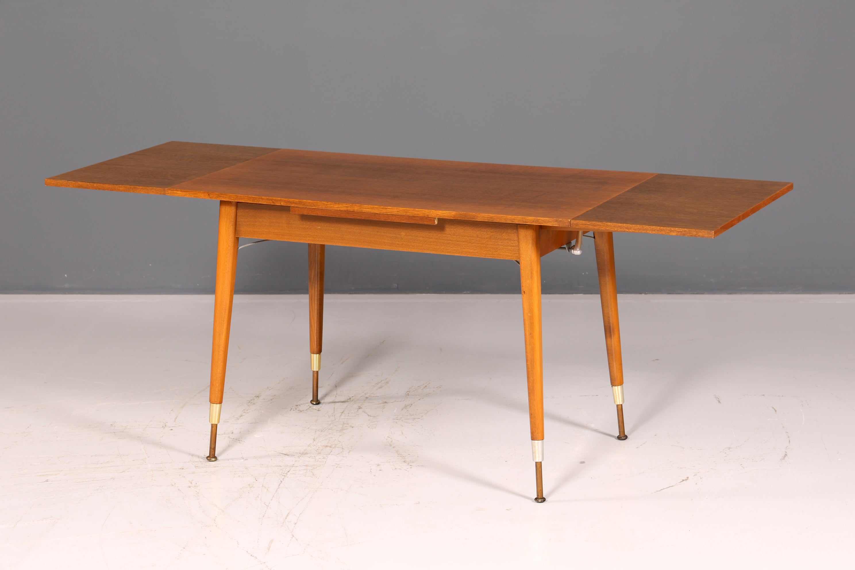 Beautiful mid-century kitchen table, vintage extendable height-adjustable dining table, 1960s wood