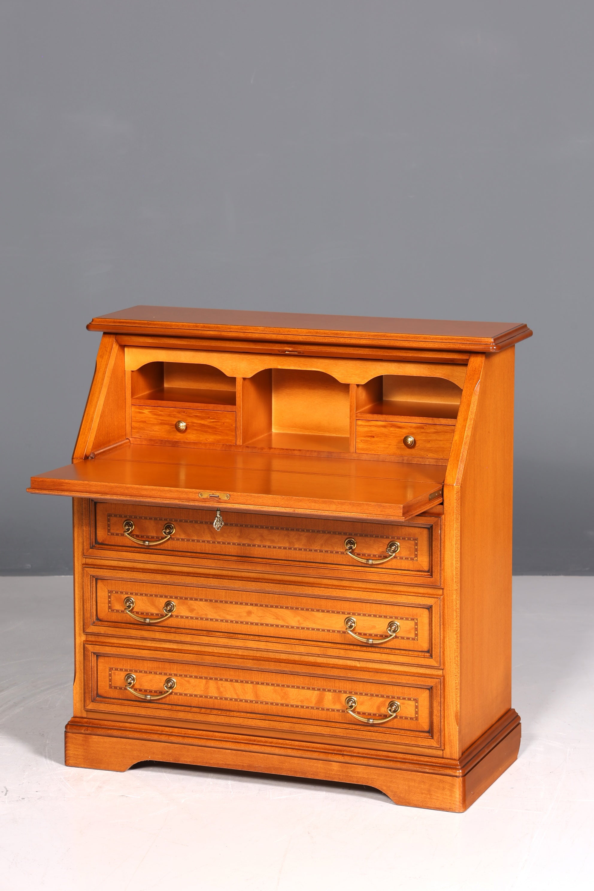 Beautiful original Selva secretary desk, antique style, real wood office desk, office chest of drawers