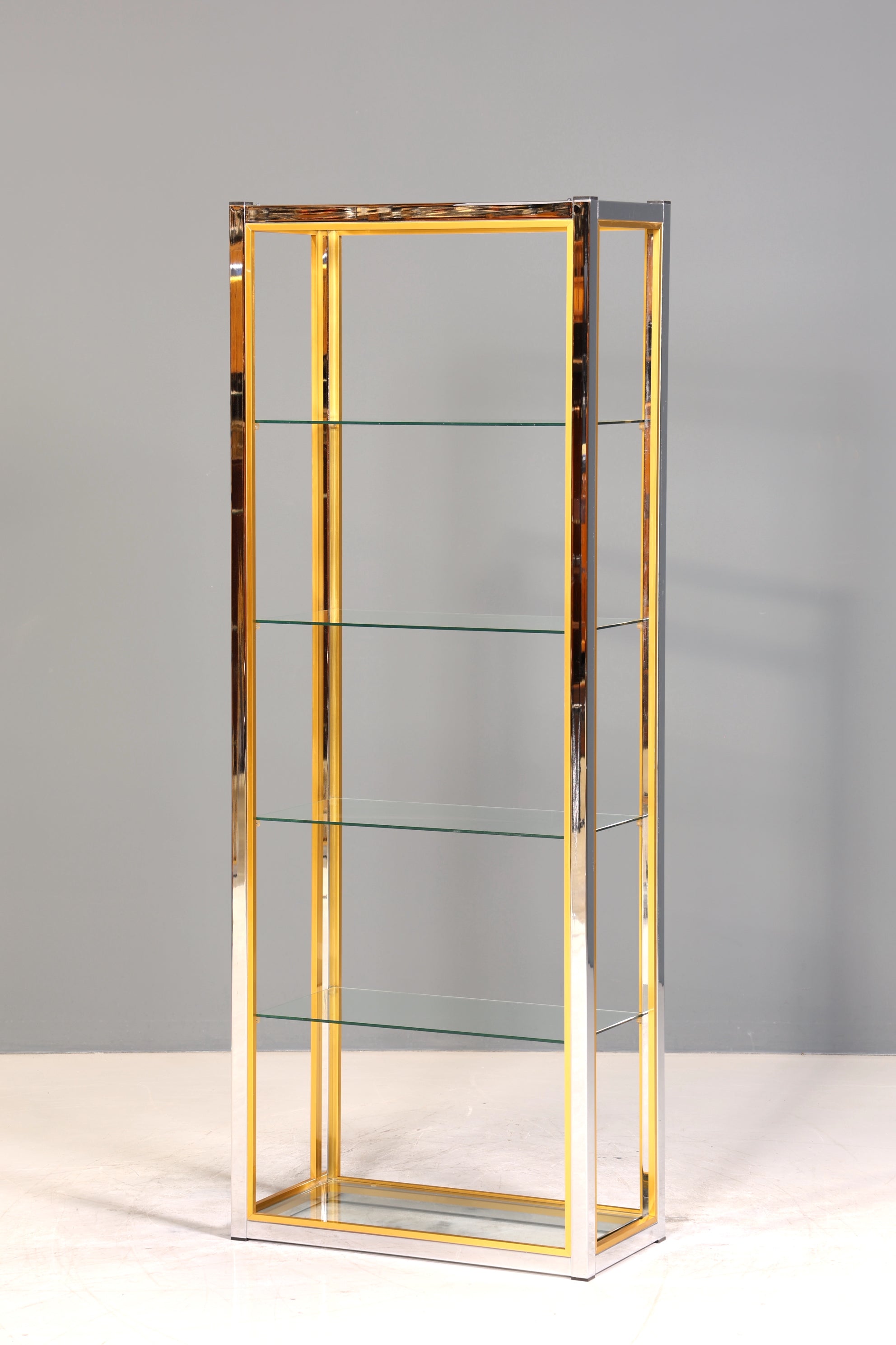 Wunderschönes Bücherregal Design by Renato Zevi Chrome Regal Mid Century Buchablage 1 von 2