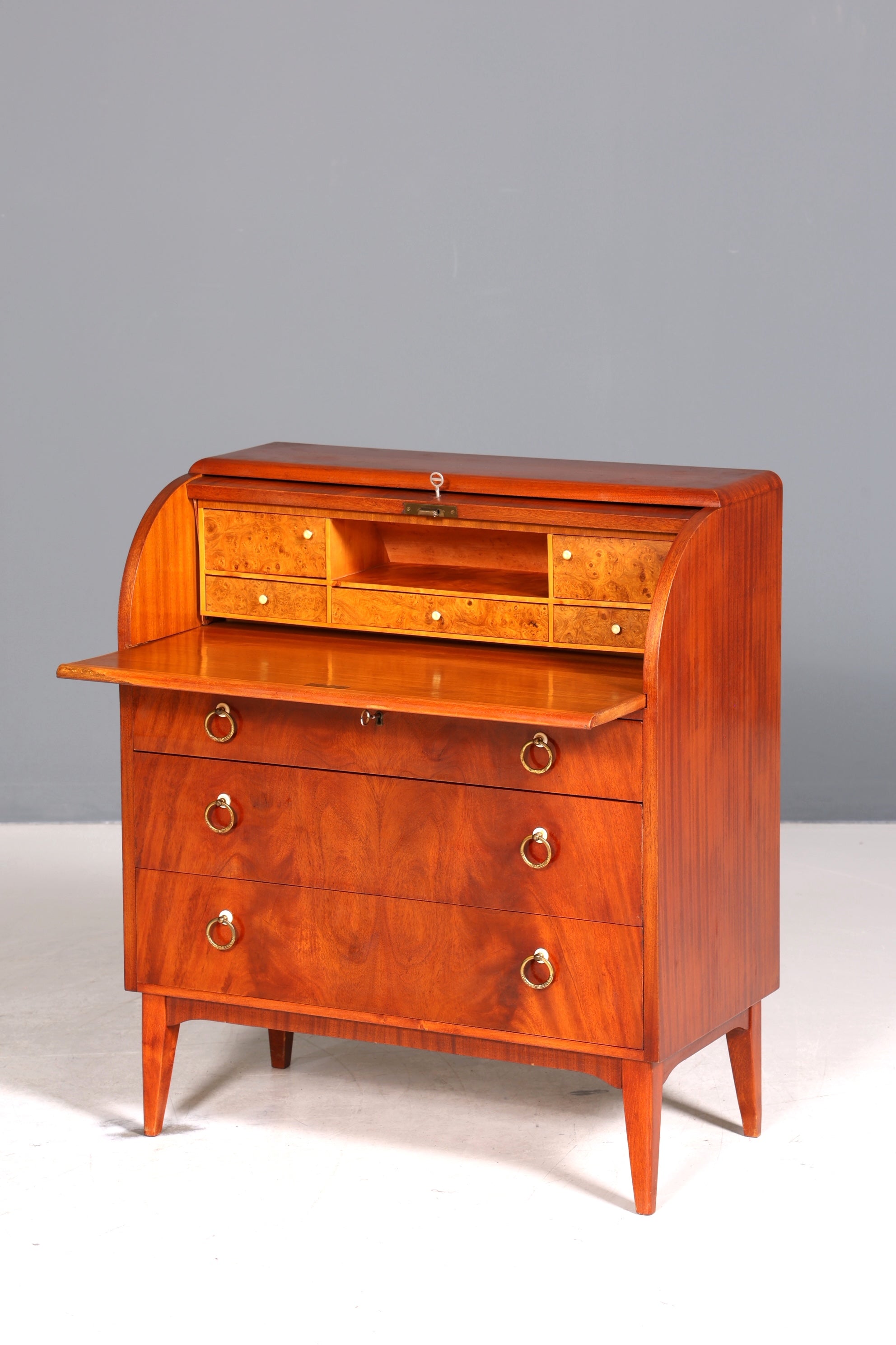 Traumhafter Mid Century Rollladen Sekretär echt Holz Büro Schrank Vintage Schreibkommode