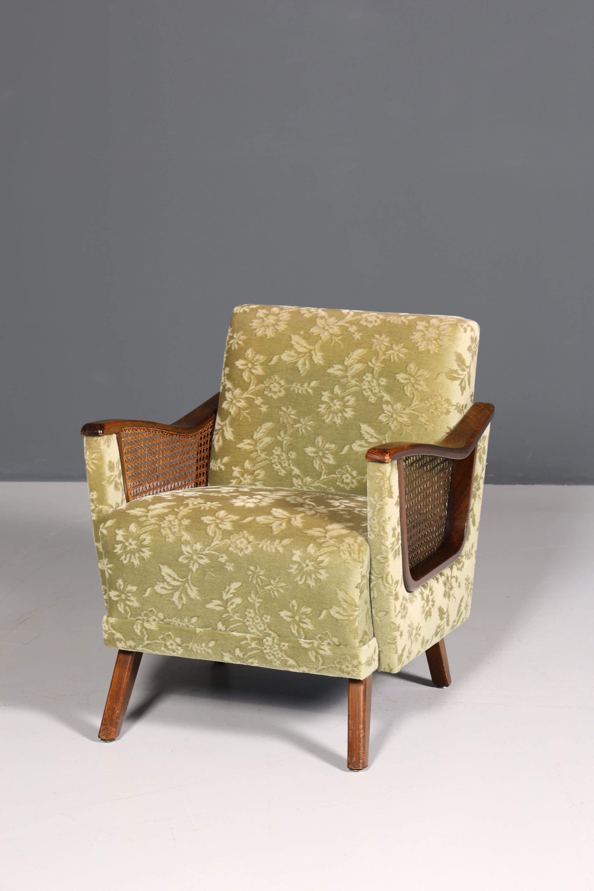 Wunderschöner Chippendale Sessel Antik Stil Wiener Geflecht Relax Sessel Vintage Samt Stoff 1 von 2