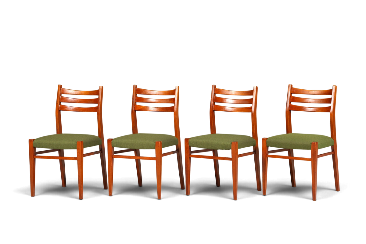 4x Mid Century Teak Holz Stühle Made in Denmark Retro Stuhlset Danish Design Vintage Küchenstühle