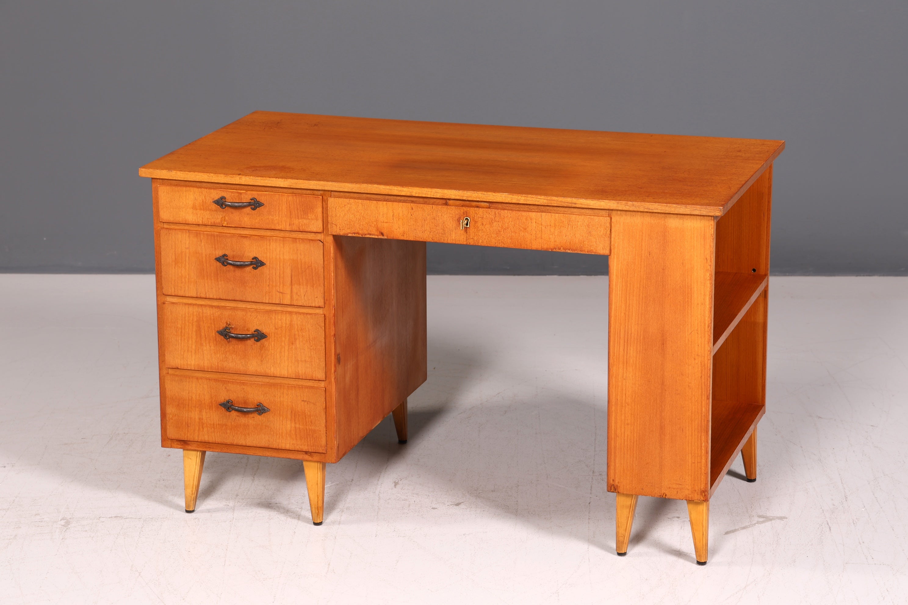 Wunderschöner Mid Century Schreibtisch Danish Design Bürotisch Vintage Retro 60er Office Table Arbeitstisch Holz Skandinavisch
