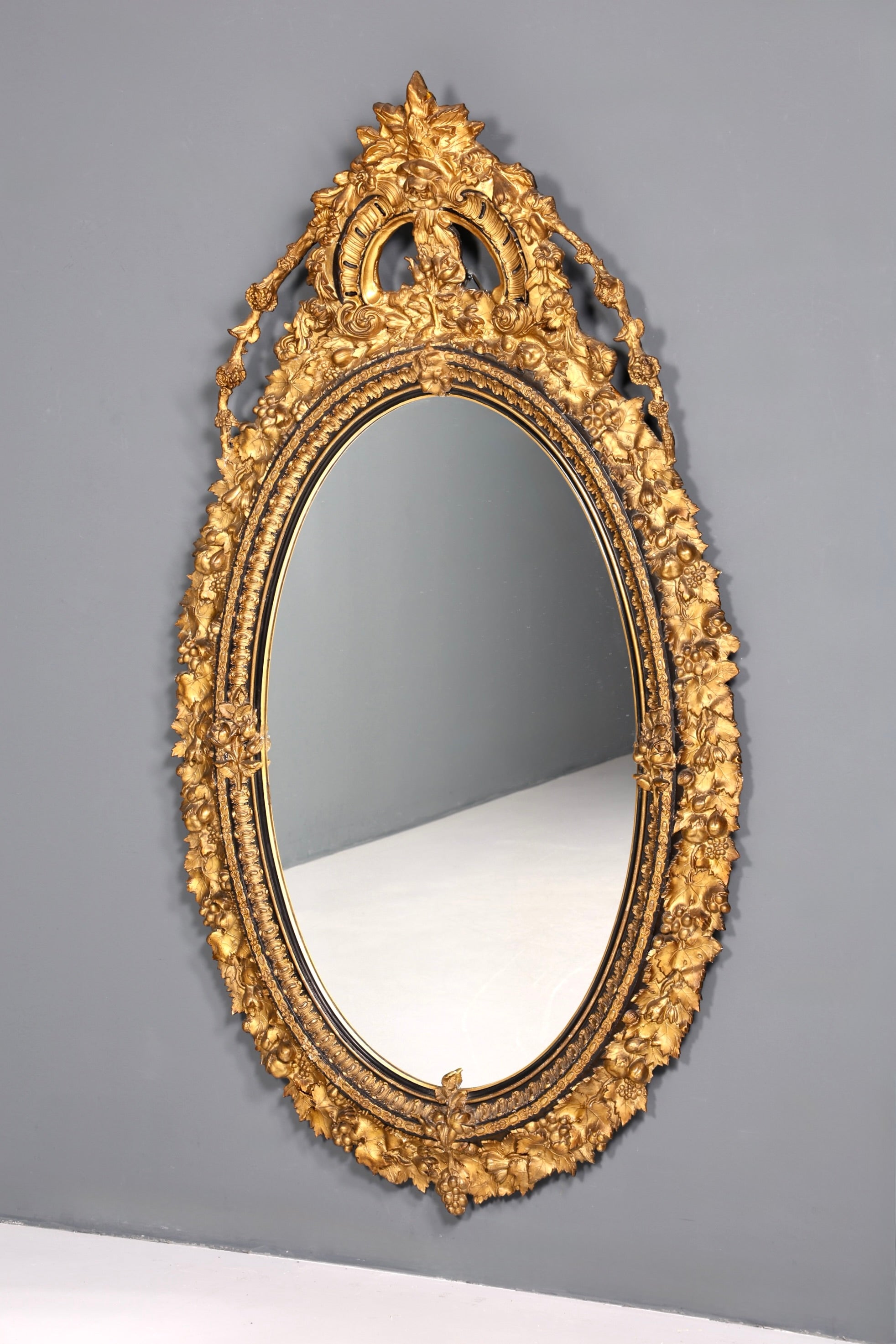 Beautiful original Baroque wall mirror, antique style mirror, hallway mirror with ornaments, decorative mirror circa 1860