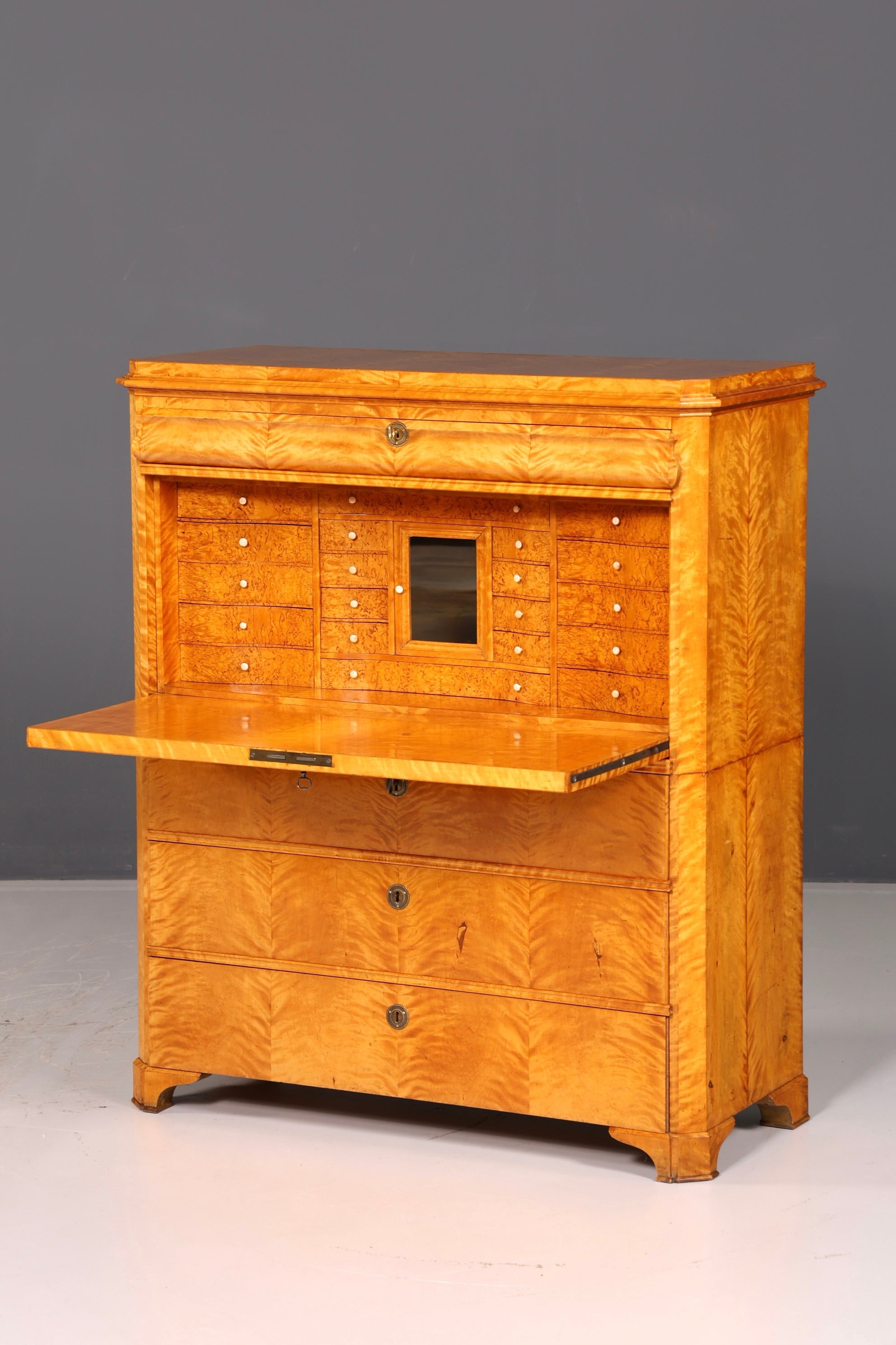 Beeindruckender Biedermeier Sekretär Vertiko Antik Kommode Office Schreibkommode Highboard