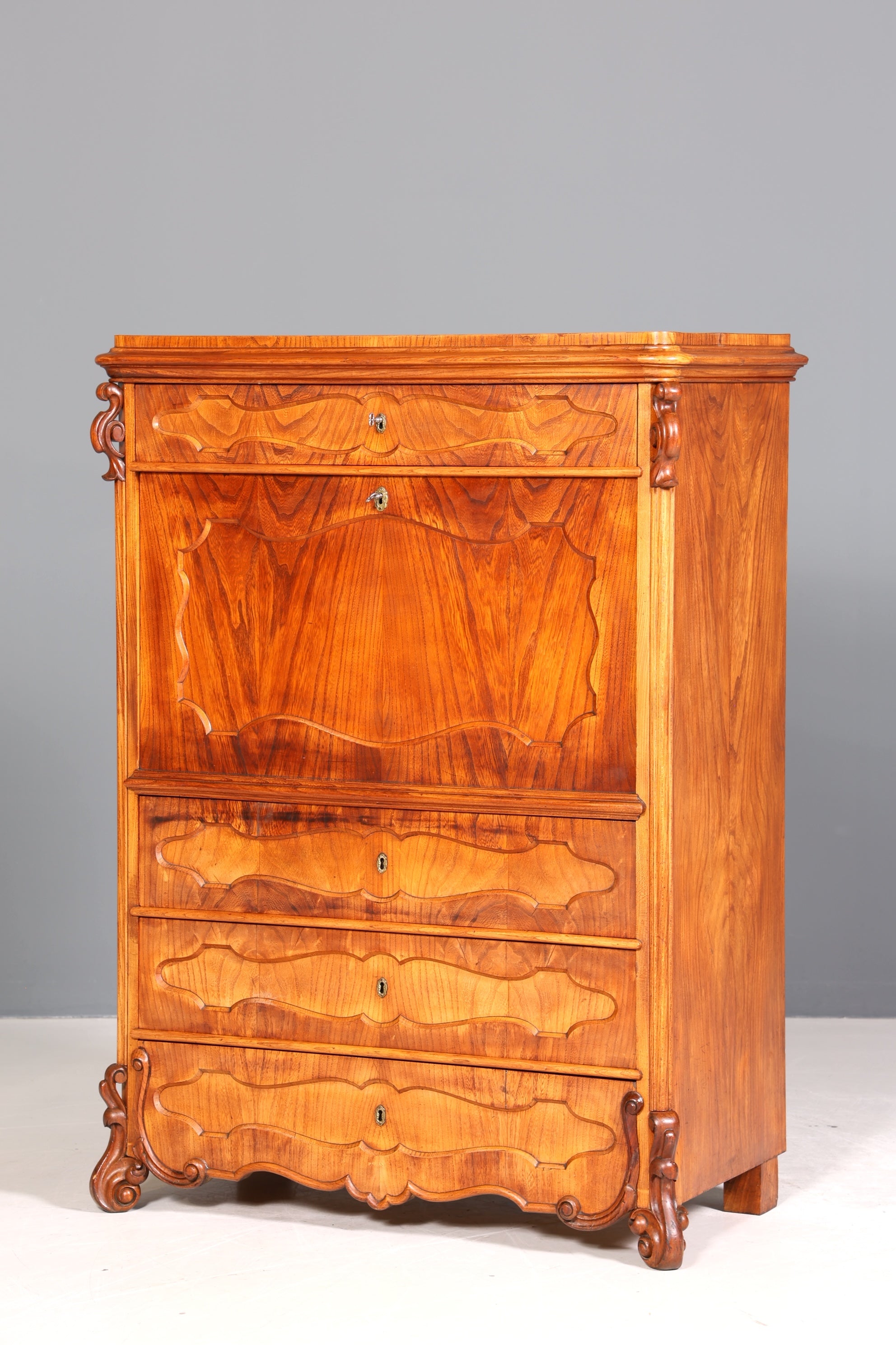 Edler Louis Philippe Sekretär um 1880 Gründerzeit Antik Vertiko Schrank Chiffoniere Schubladenkommode