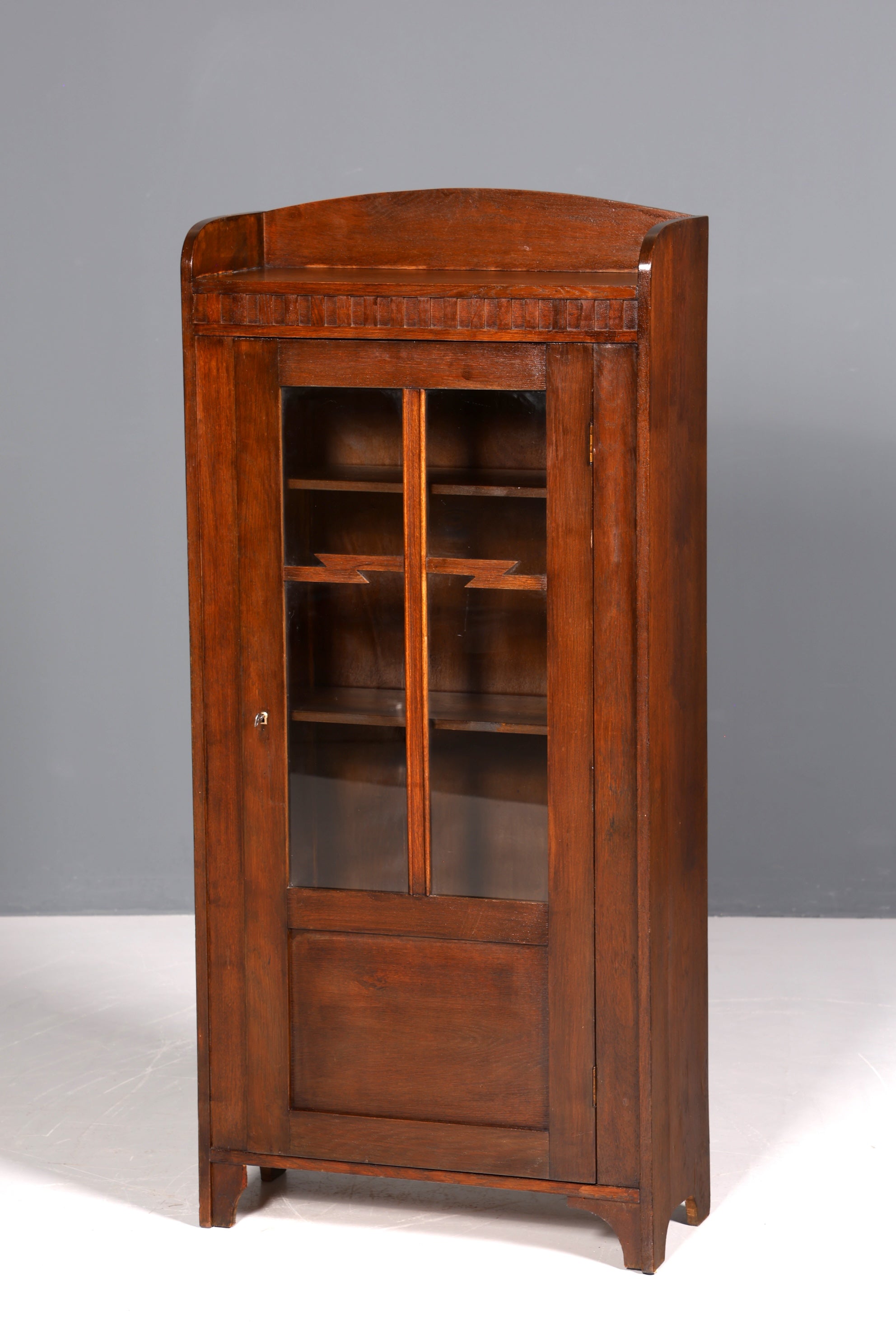 Traumhafte Jugendstil Vitrine Antike Eiche Holz Bücherschrank Antik Schrank Geschirrschrank
