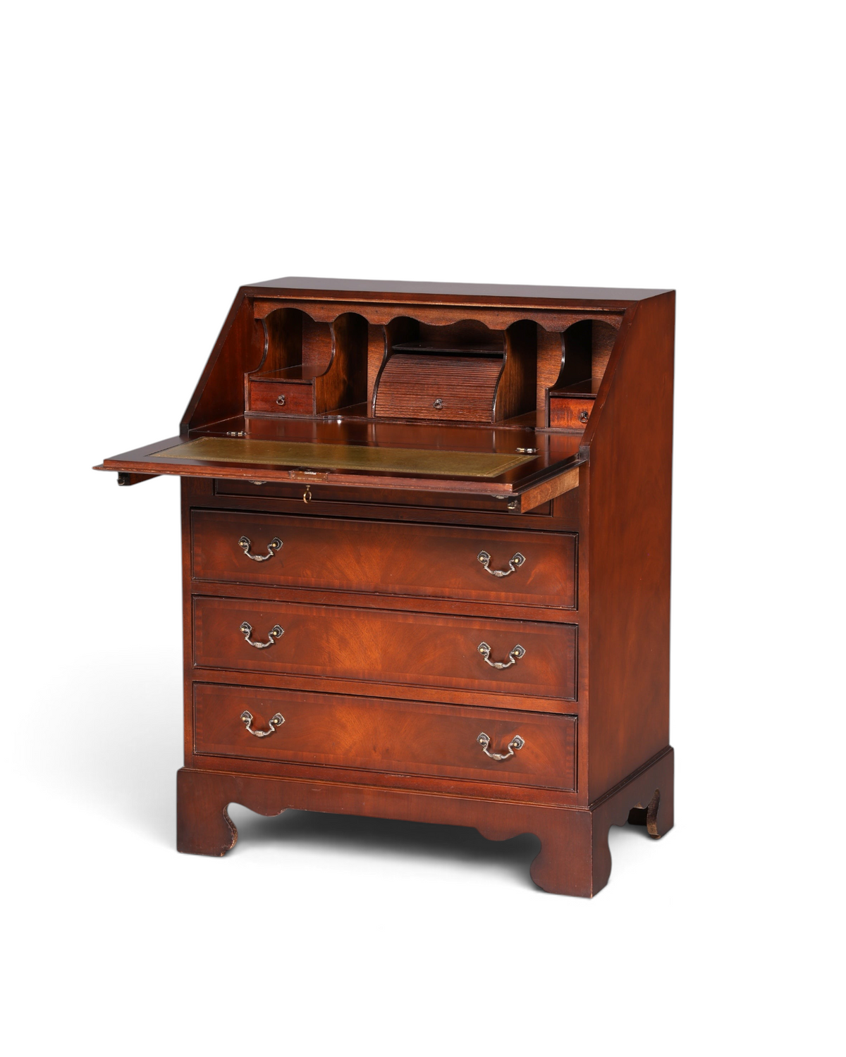 Hauptstadt Möblerei İngiliz tarzı maun ağacından, deri kaplamalı ve çekmeceli antika yazı masası sekreter