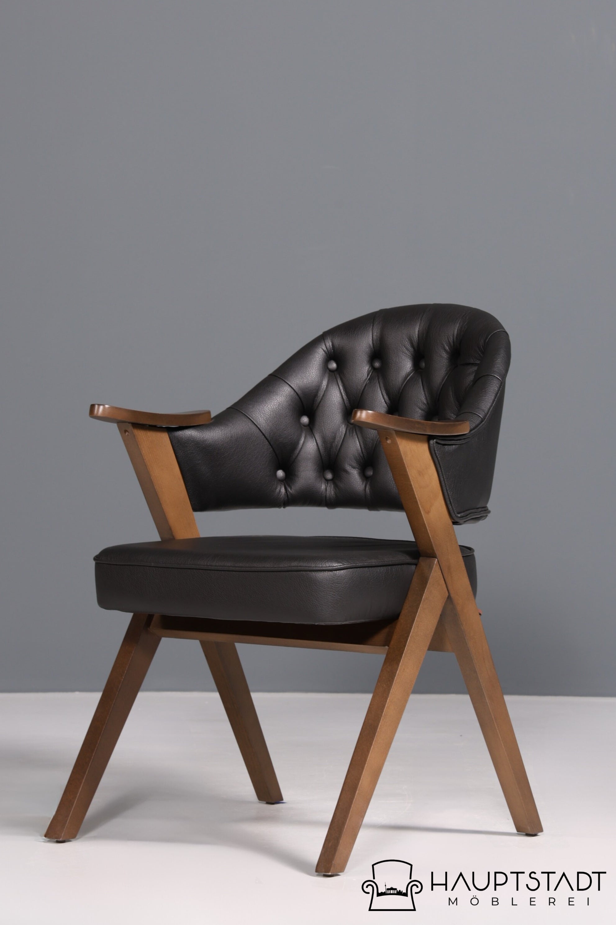 Luxuriöser "Manchester Black" Stuhl Chesterfield Stil Bürostuhl Esszimmerstuhl Lounge Stuhl