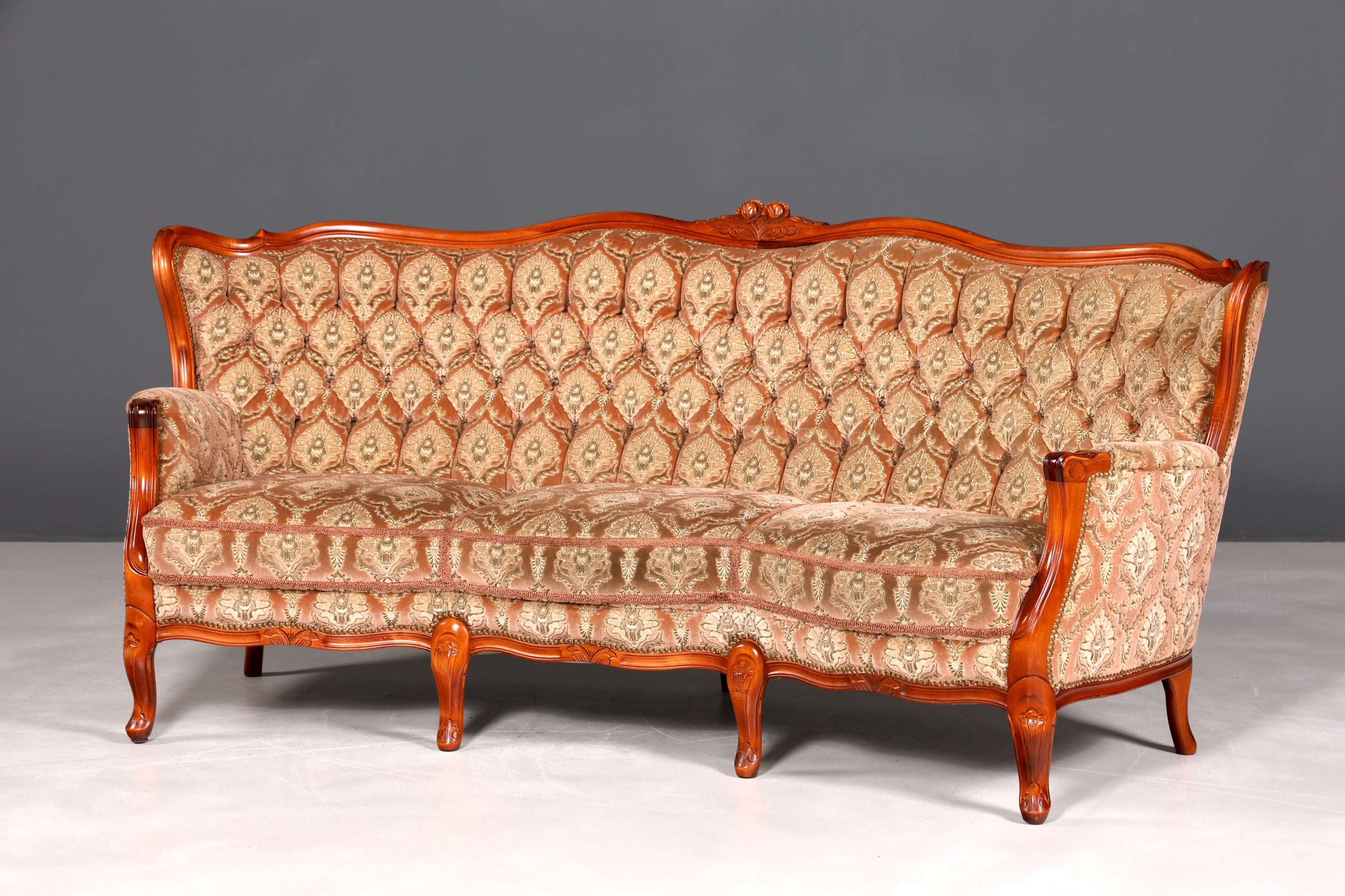 F902 Finish cm Wunderschönes Chippendale Sofa Barock Stil Couch Samt Stoff 3 Sitzer