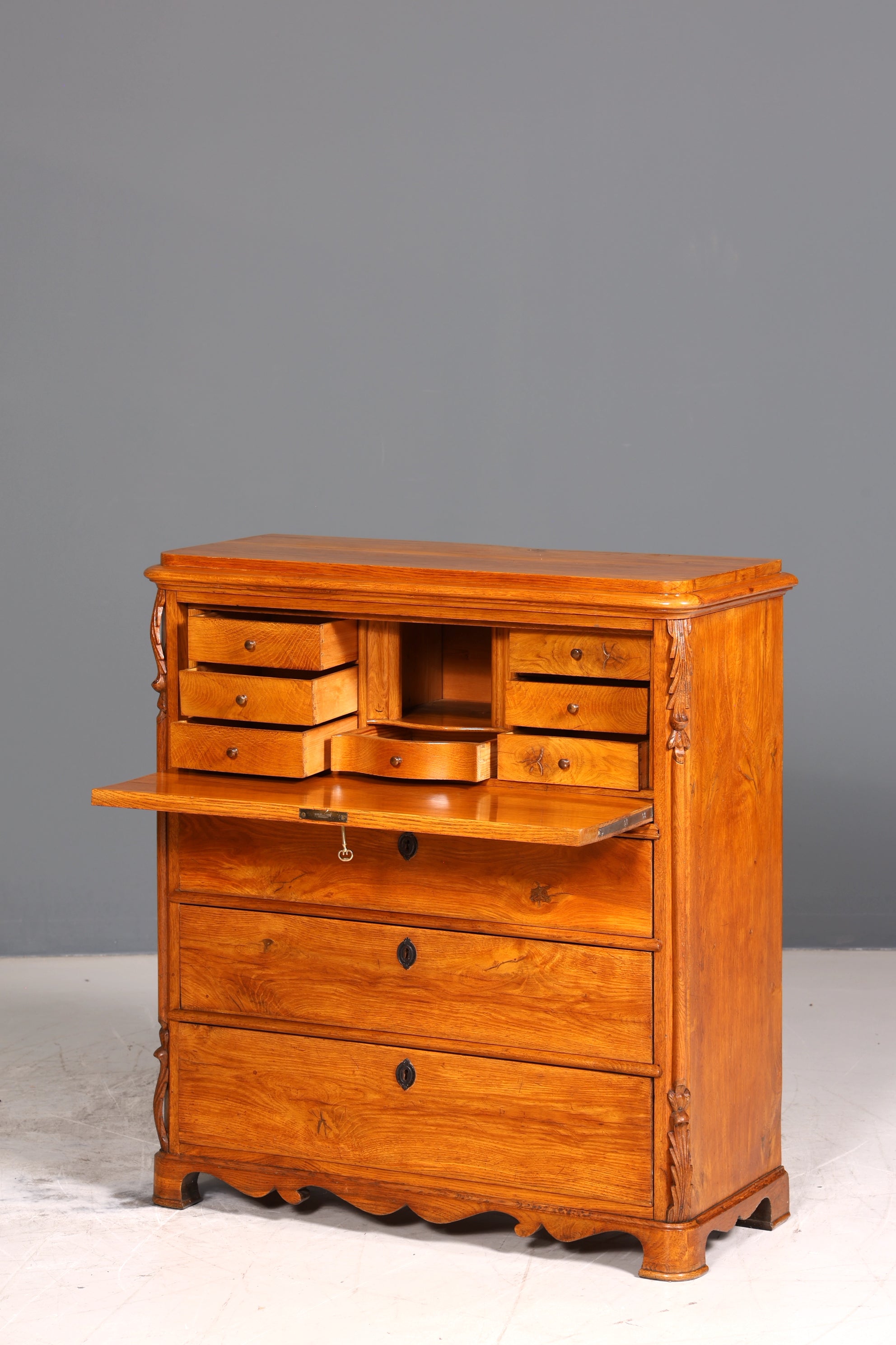 Stilvoller Biedermeier Sekretär um 1860 Vertiko Antik Kommode Louis Philippe Schreibkommode