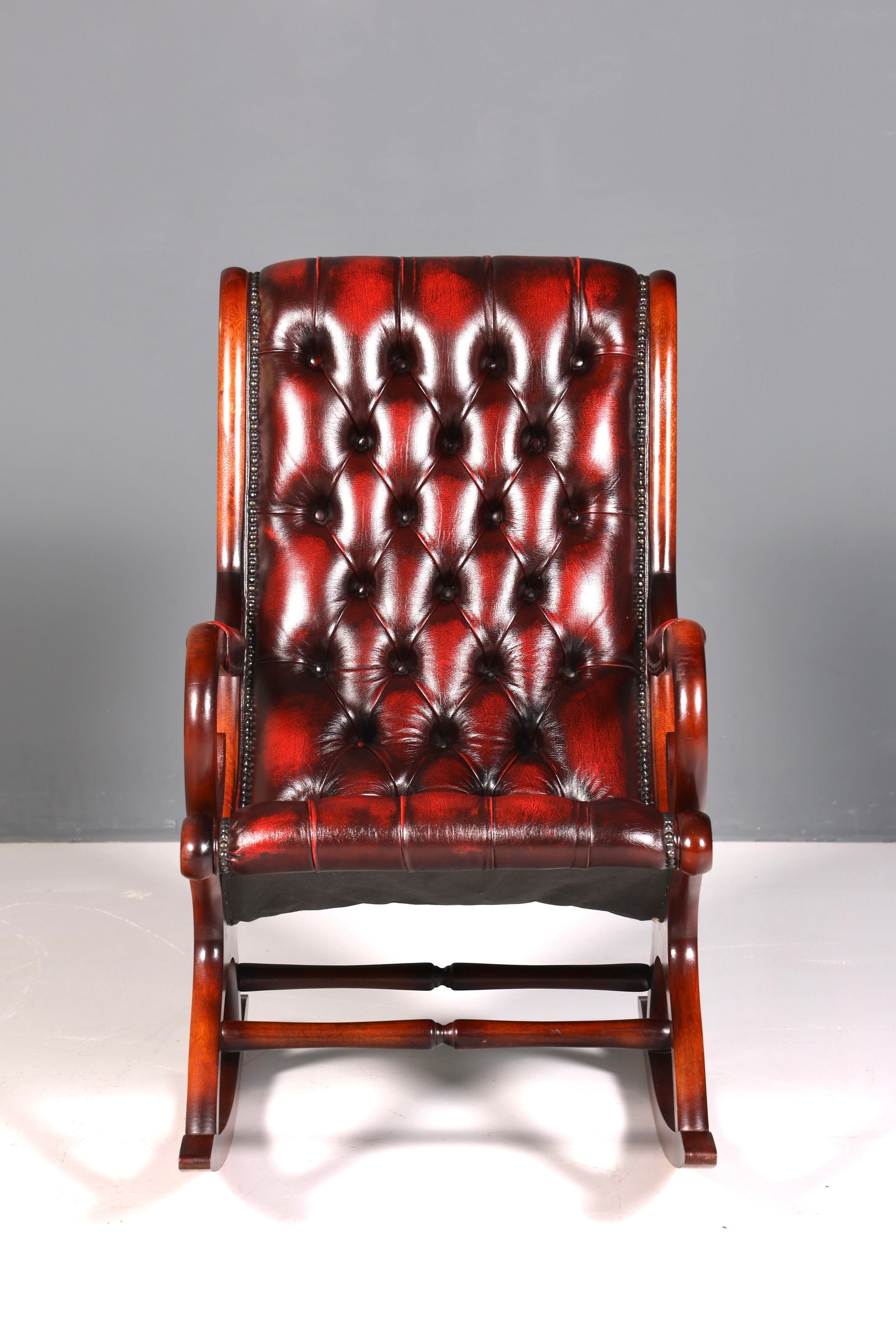 Stylish original Chesterfield rocking chair, English armchair, English chair, rocking chair