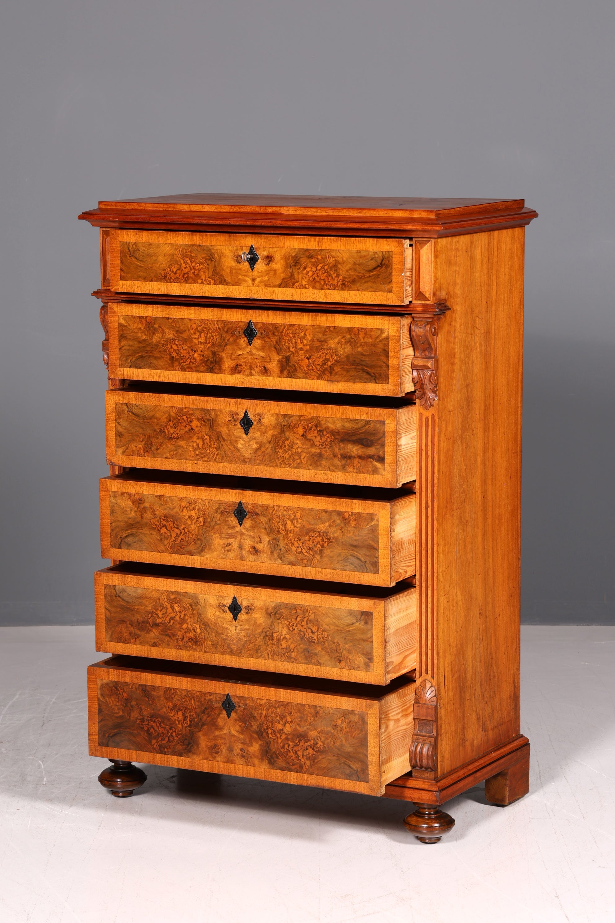 Dreamlike Art Nouveau Chest of Drawers Antique Vertiko Drawer Chest Highboard Lingerie Chest