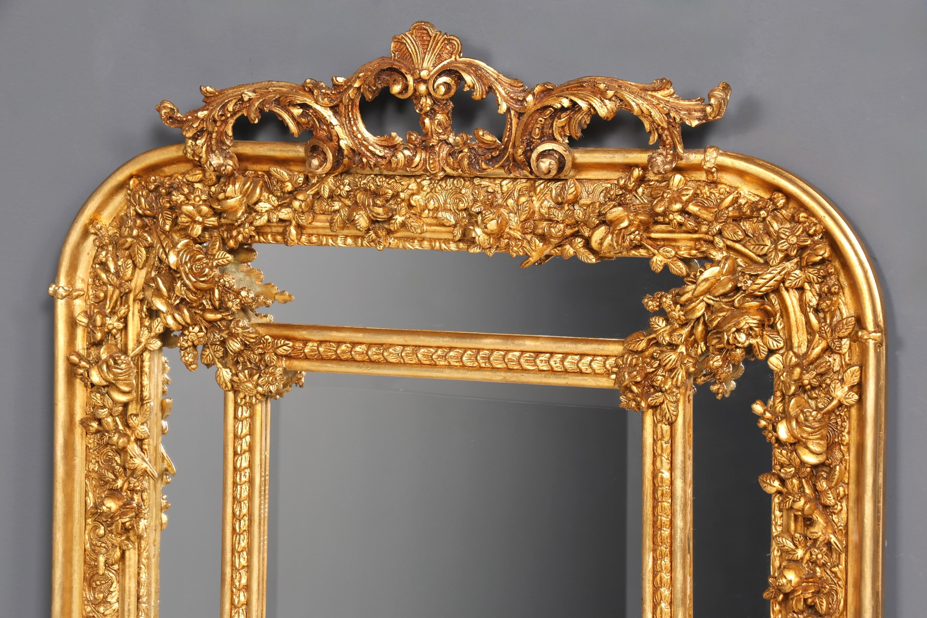 Aussergewöhnlicher Prunk Barock Stil Standspiegel Antik Stil Gold Ornament Flurspiegel Spiegel