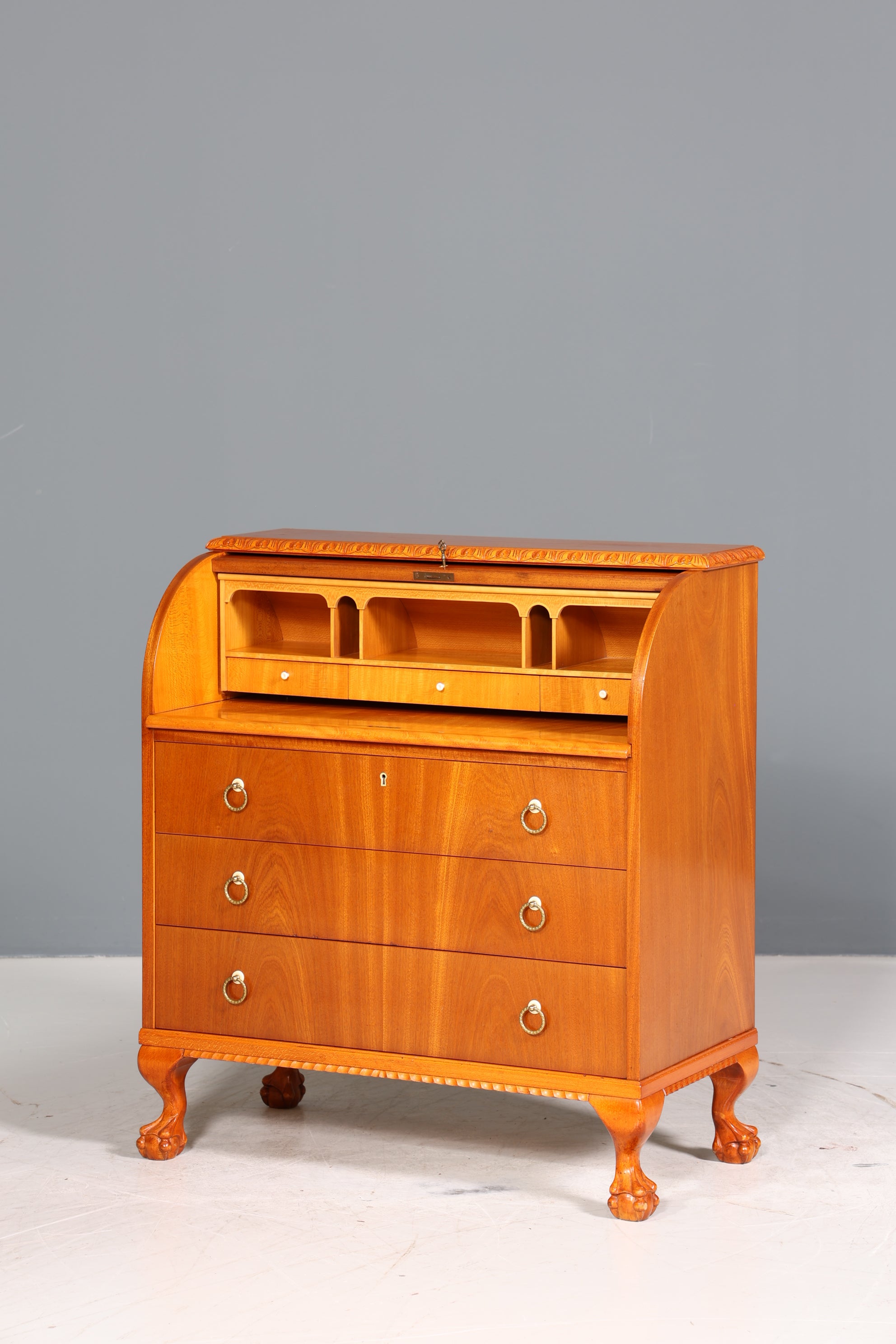 Traumhafter Rollladen Sekretär um 1930 Büro Kommode echt Holz Barock Stil Schreibtisch Bürokommode