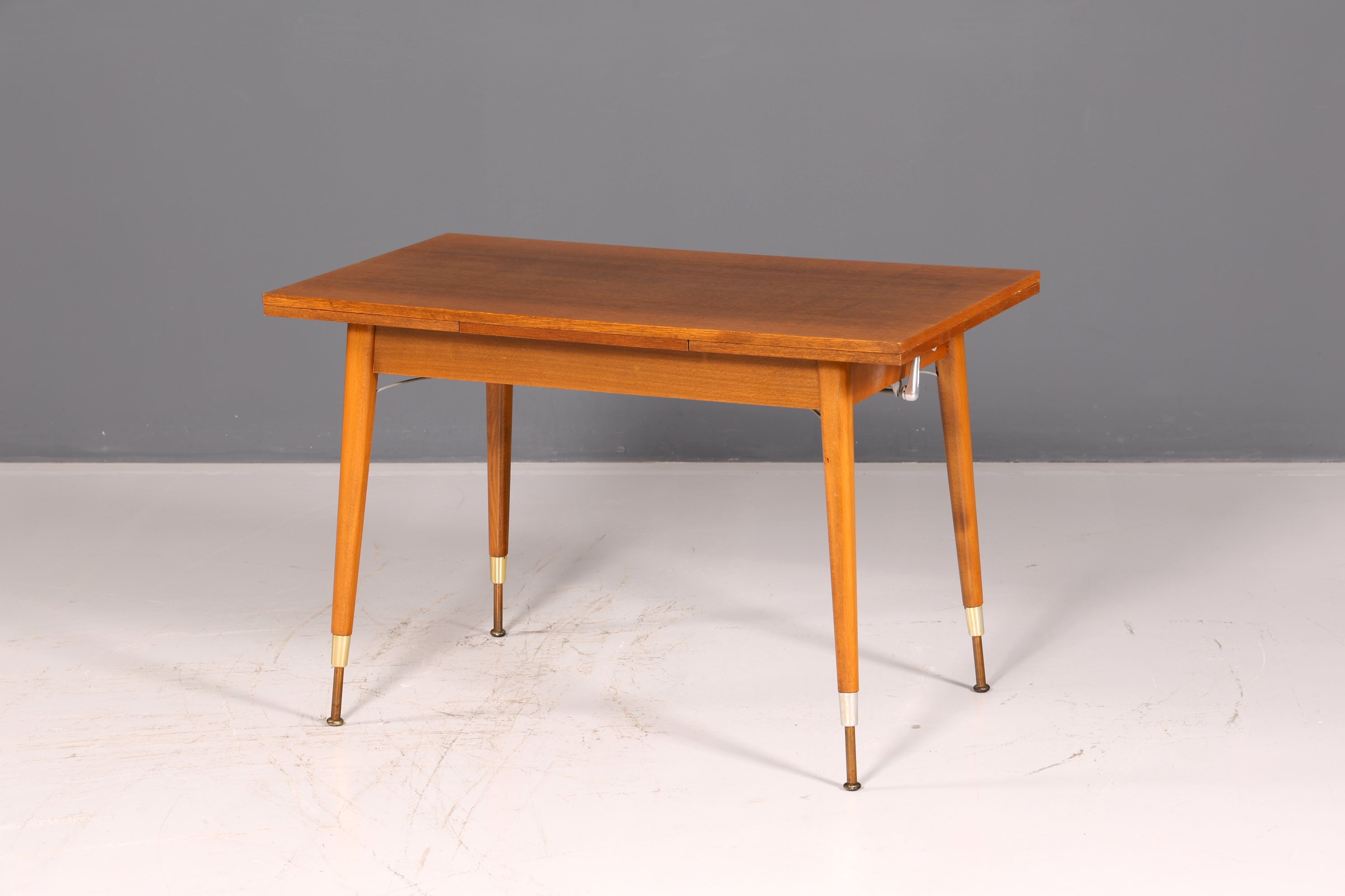 Beautiful mid-century kitchen table, vintage extendable height-adjustable dining table, 1960s wood