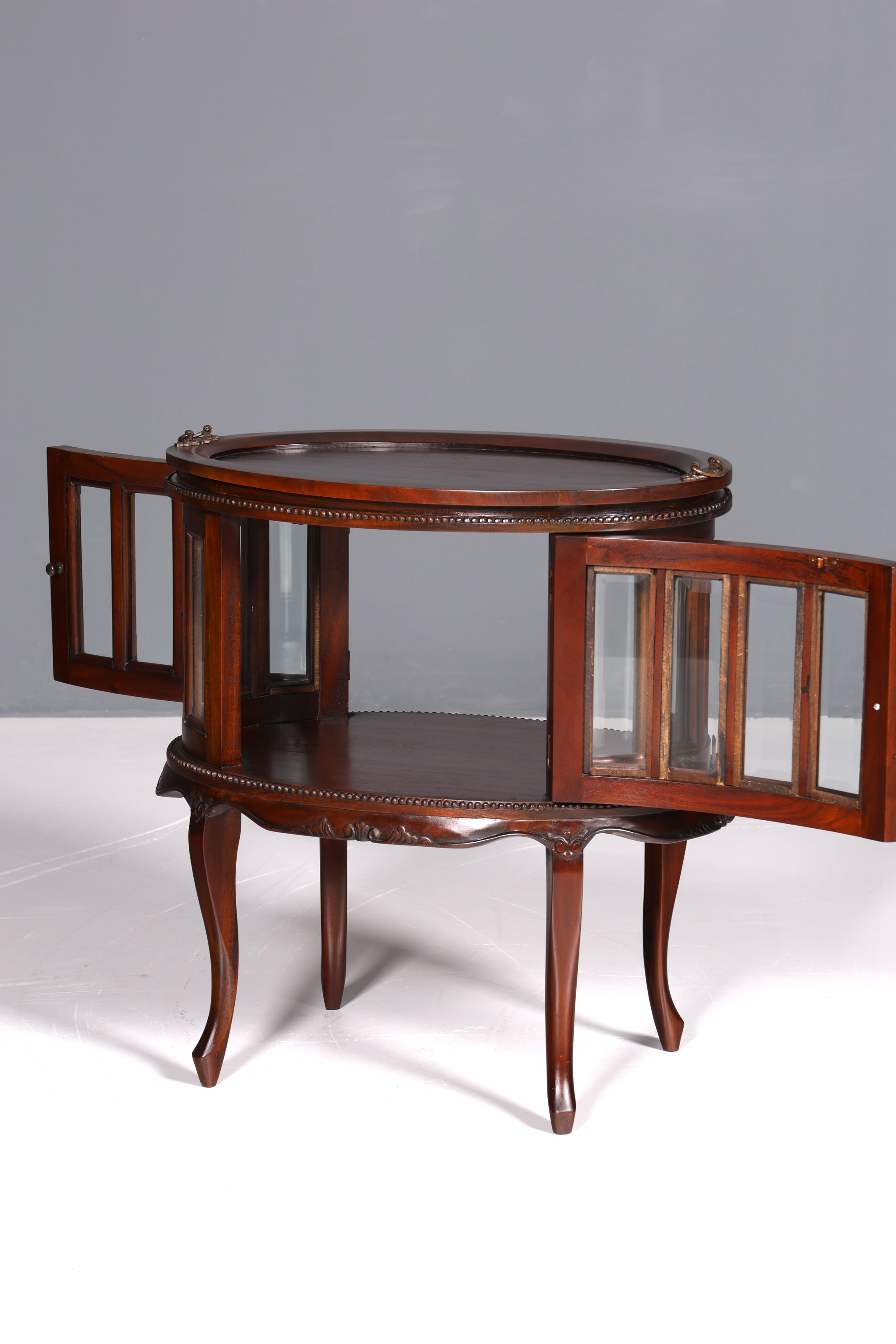 Wunderschöner filigraner Chippendale Barschrank echt Holz Teeschrank im Jugendstil Vitrine