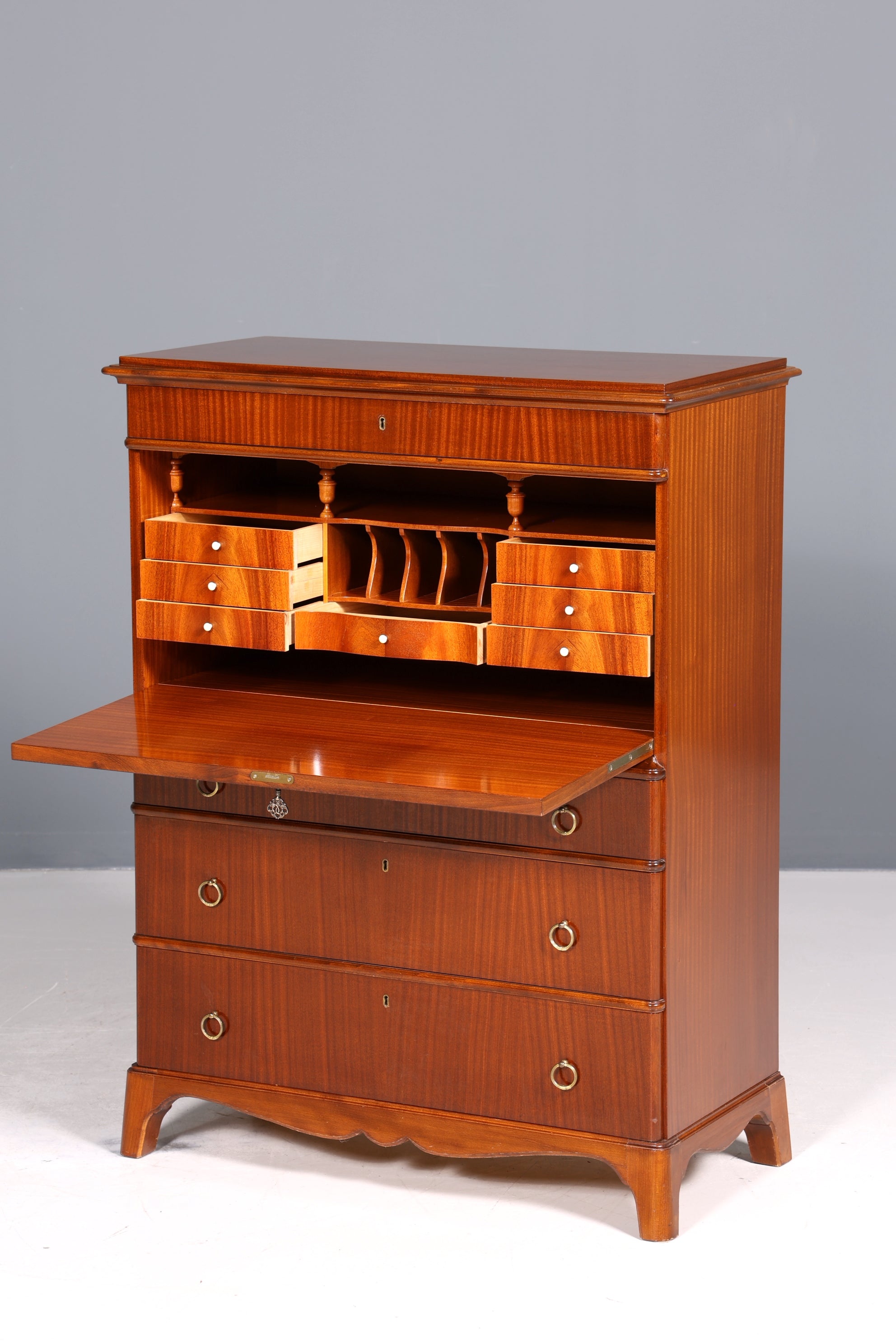 Stilvoller Sekretär im Antik Stil Büro Kommode Art Deco Stil 50s Vertiko Schreibkommode Kommode