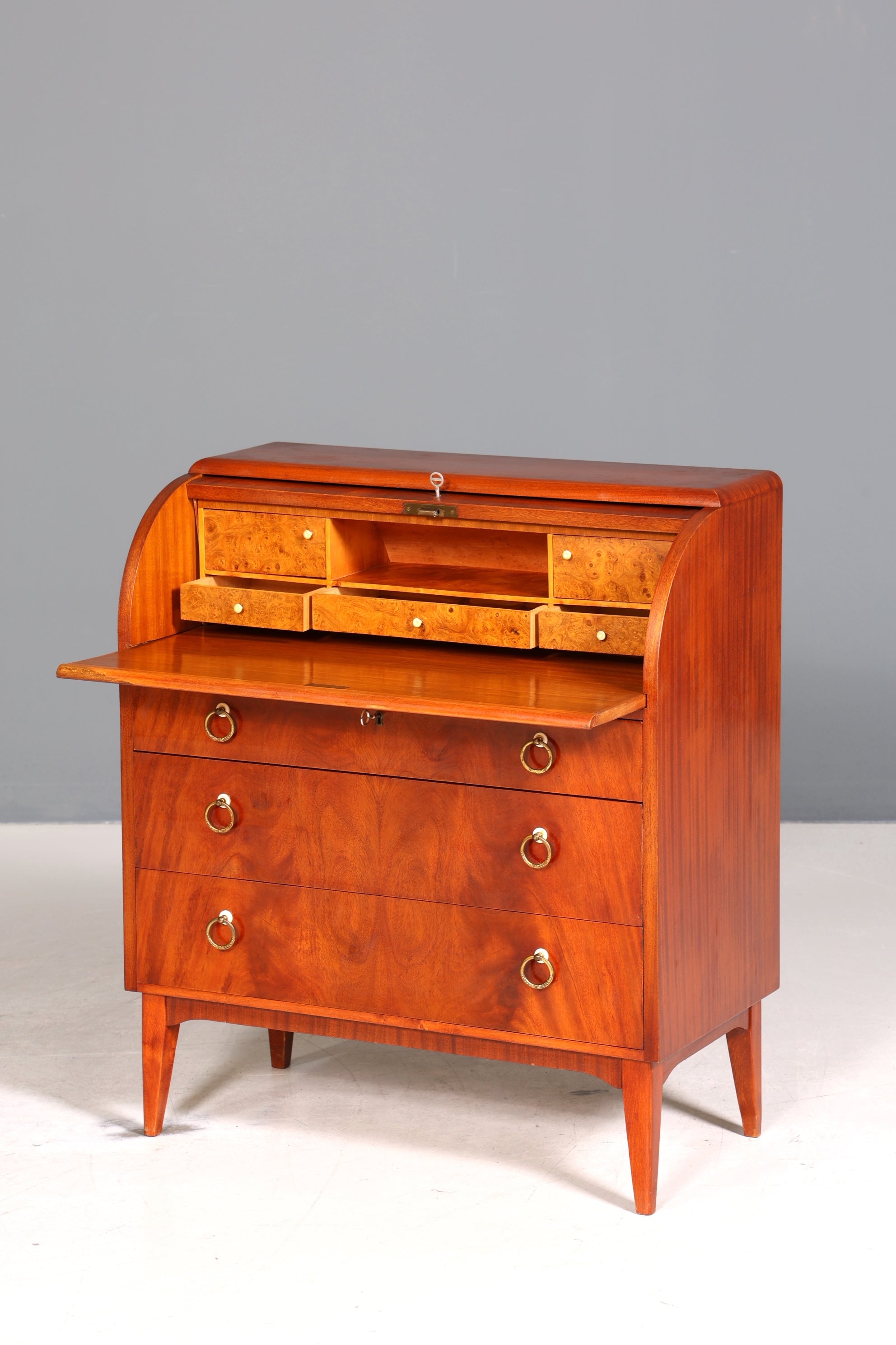 Traumhafter Mid Century Rollladen Sekretär echt Holz Büro Schrank Vintage Schreibkommode