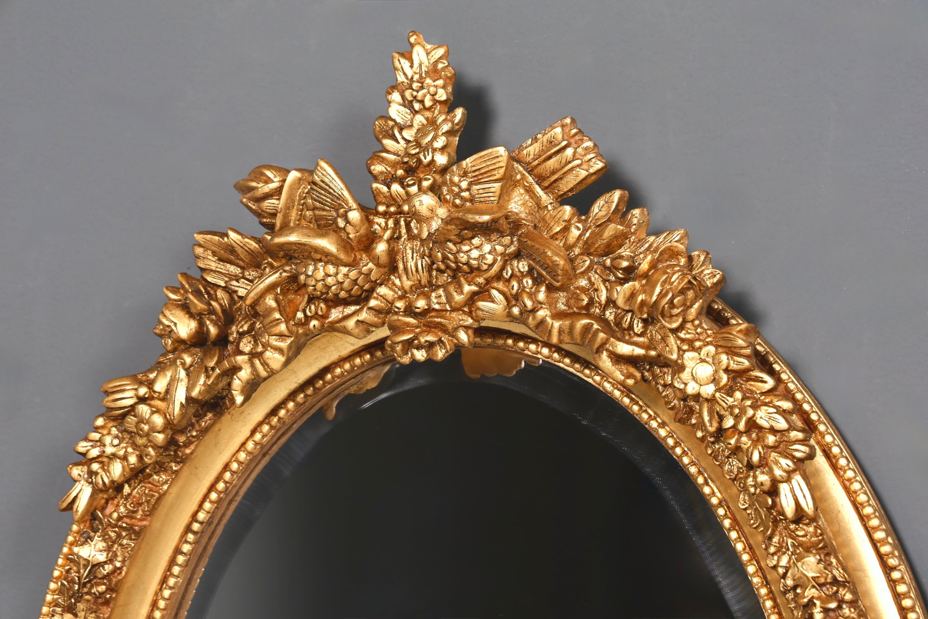 Edler Ovaler Prunk Barock Stil Wandspiegel Ornamenten Gold Spiegel