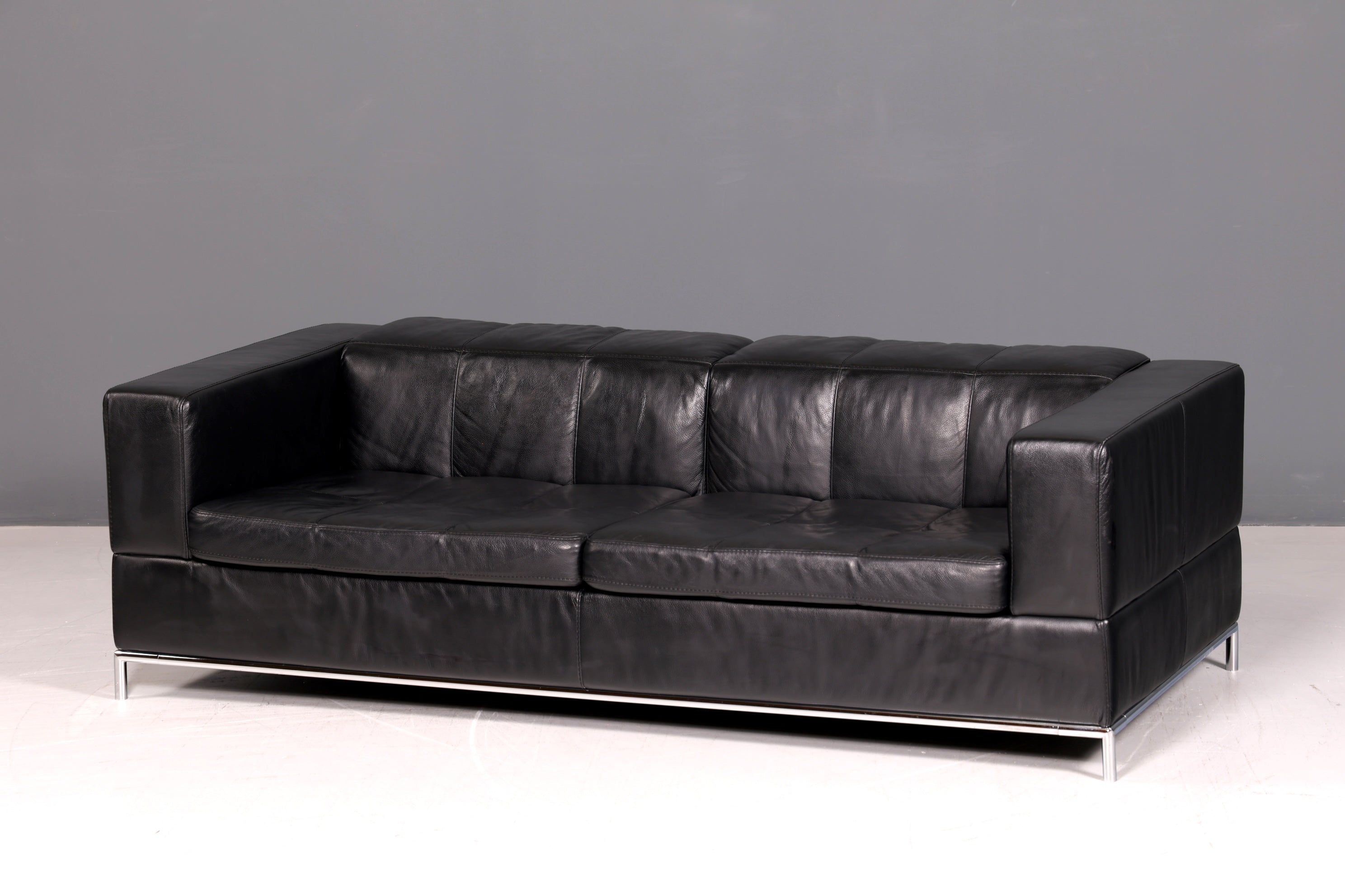 Edles MaxDivani Echtleder Sofa 3-Sitzer Designer Couch Italienisch Ledersofa Schwarz