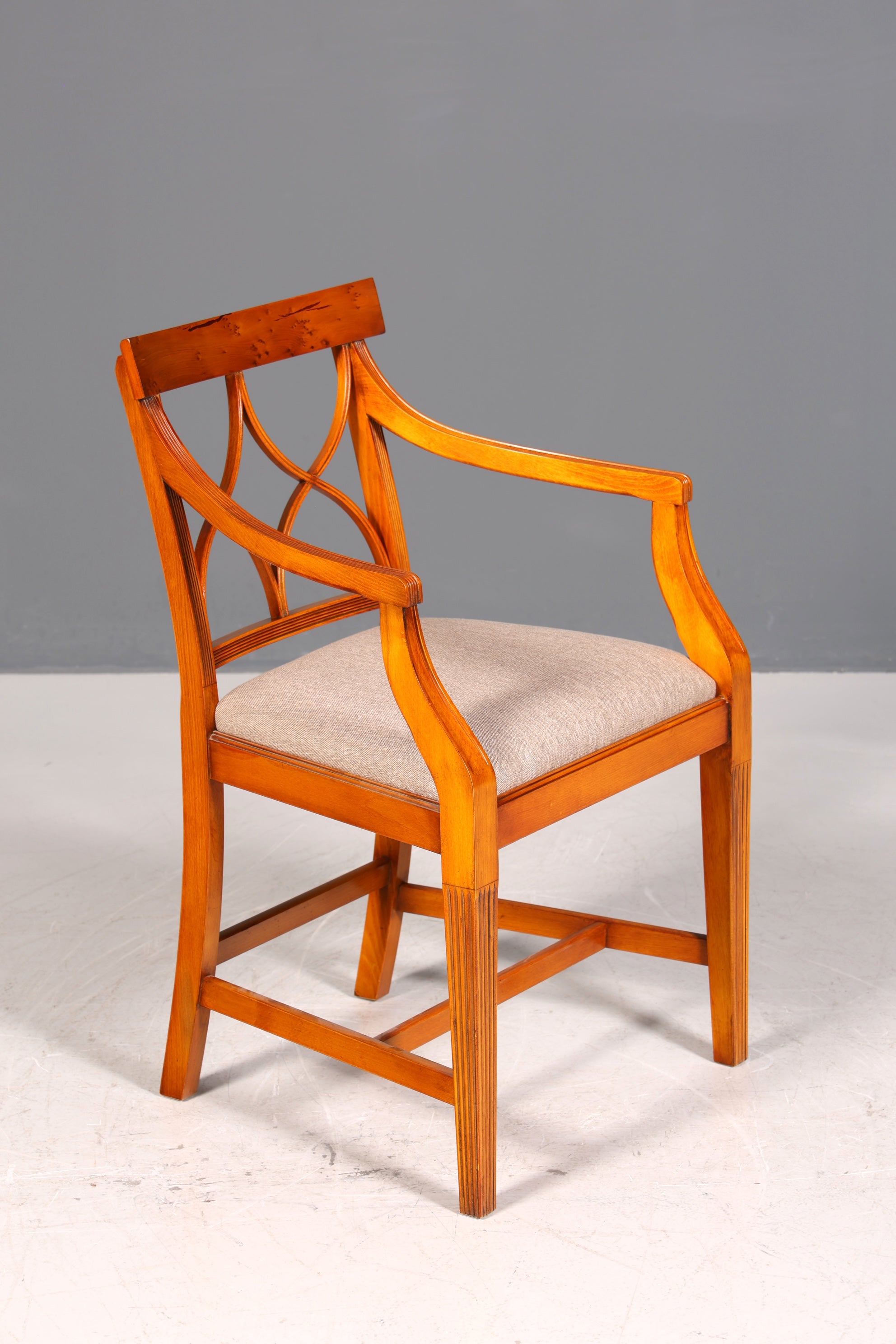 Beautiful Bevan Funell Chair Armchair English Yew Reprodux Antique Secretary Chair UK Upholstered Chair 1 of 2