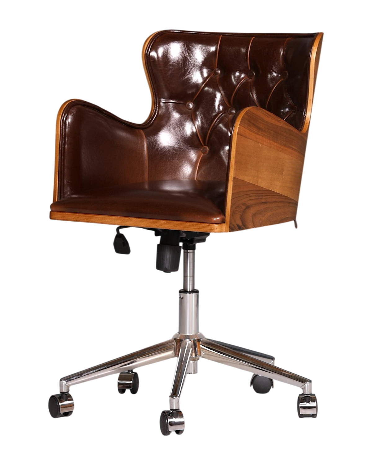 Chesterfield Büro Armlehnstuhl "Leon-Office" Nussbaum braun