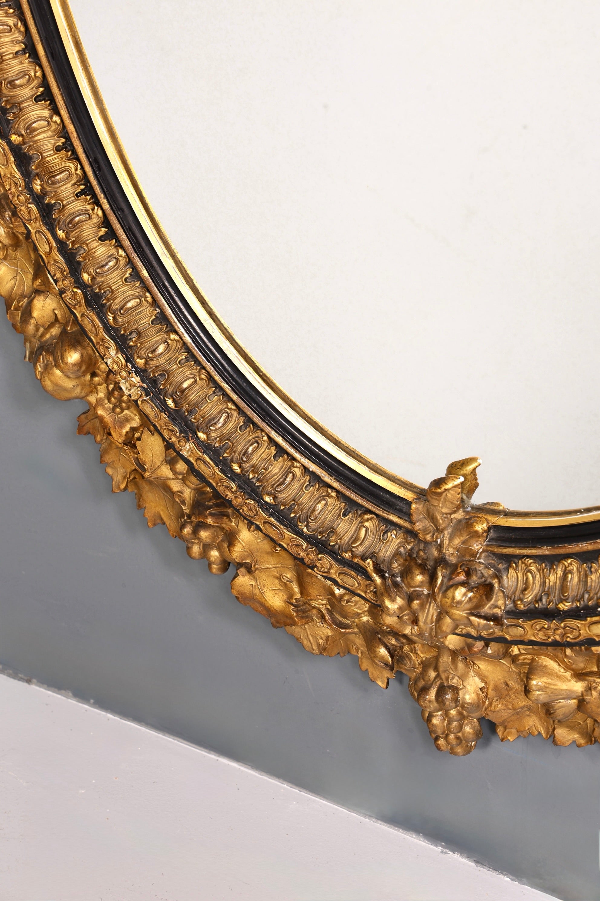 Beautiful original Baroque wall mirror, antique style mirror, hallway mirror with ornaments, decorative mirror circa 1860