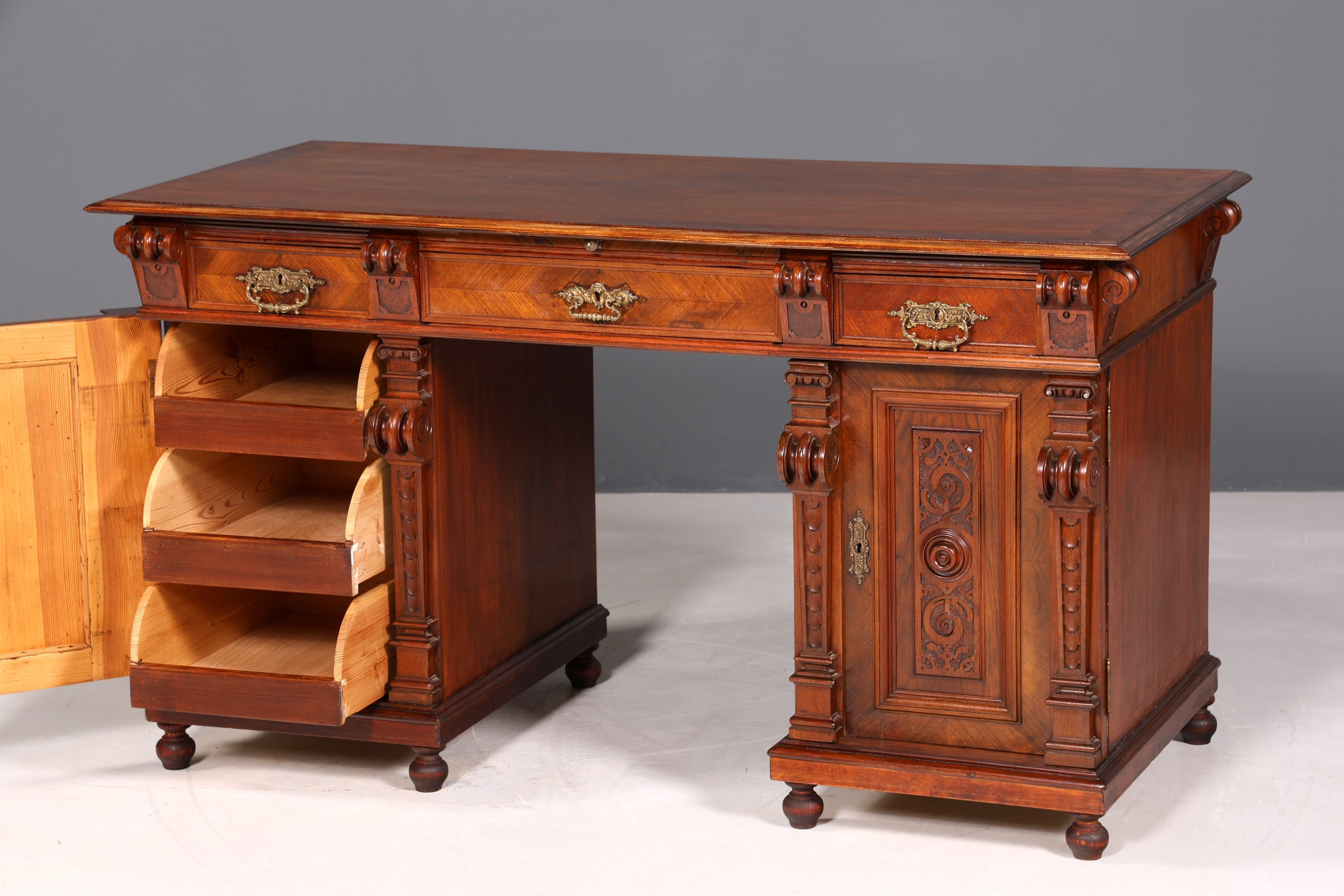 Traumhafter Gründerzeit Schreibtisch Jugendstil Bürotisch echt Holz Antik Desk