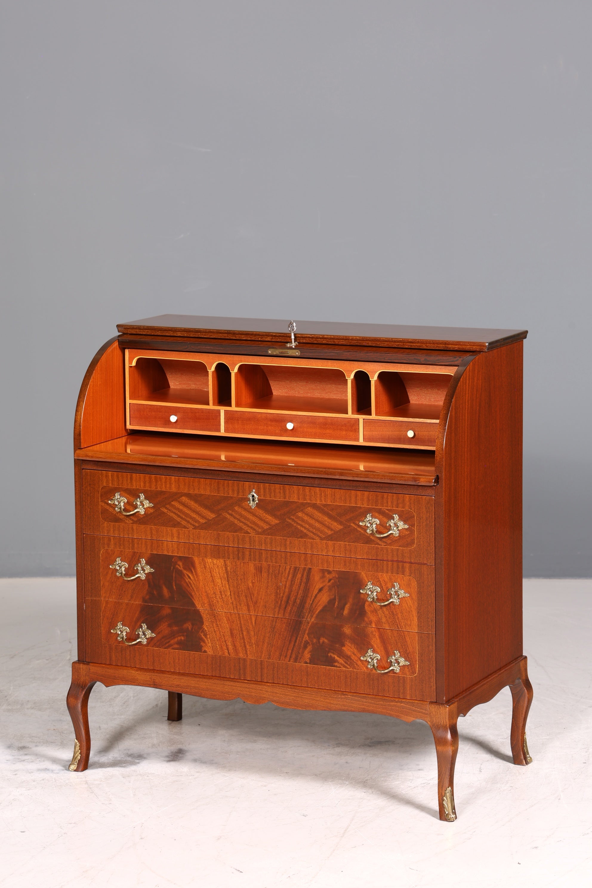 Stilvoller Rollladensekretär im Barock Stil Büro Kommode Sekretär Schreibkommode Schreibtisch