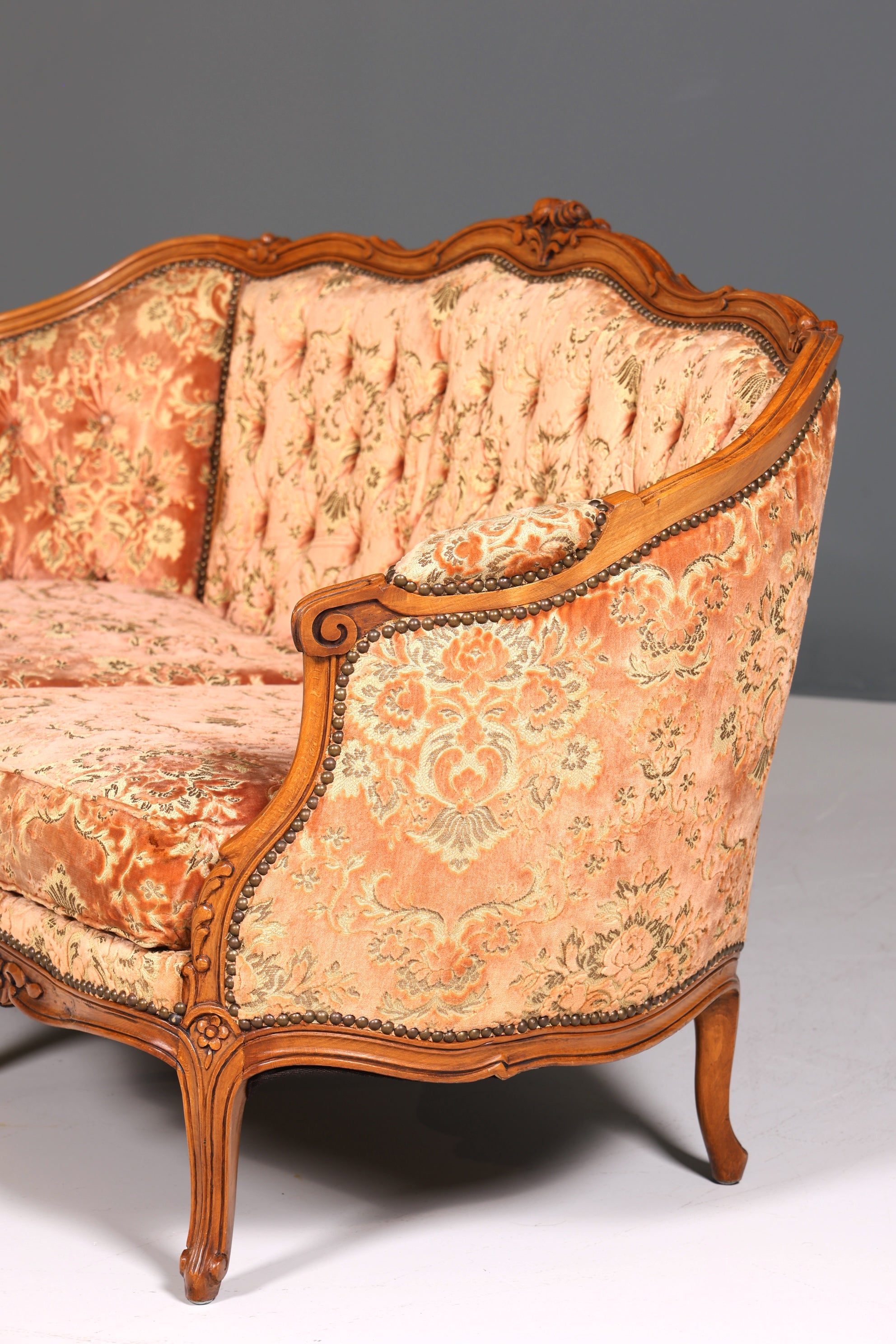 Wunderschönes Chippendale Sofa Barock Stil Couch Samt Stoff Rococo 2 Sitzer Canapé