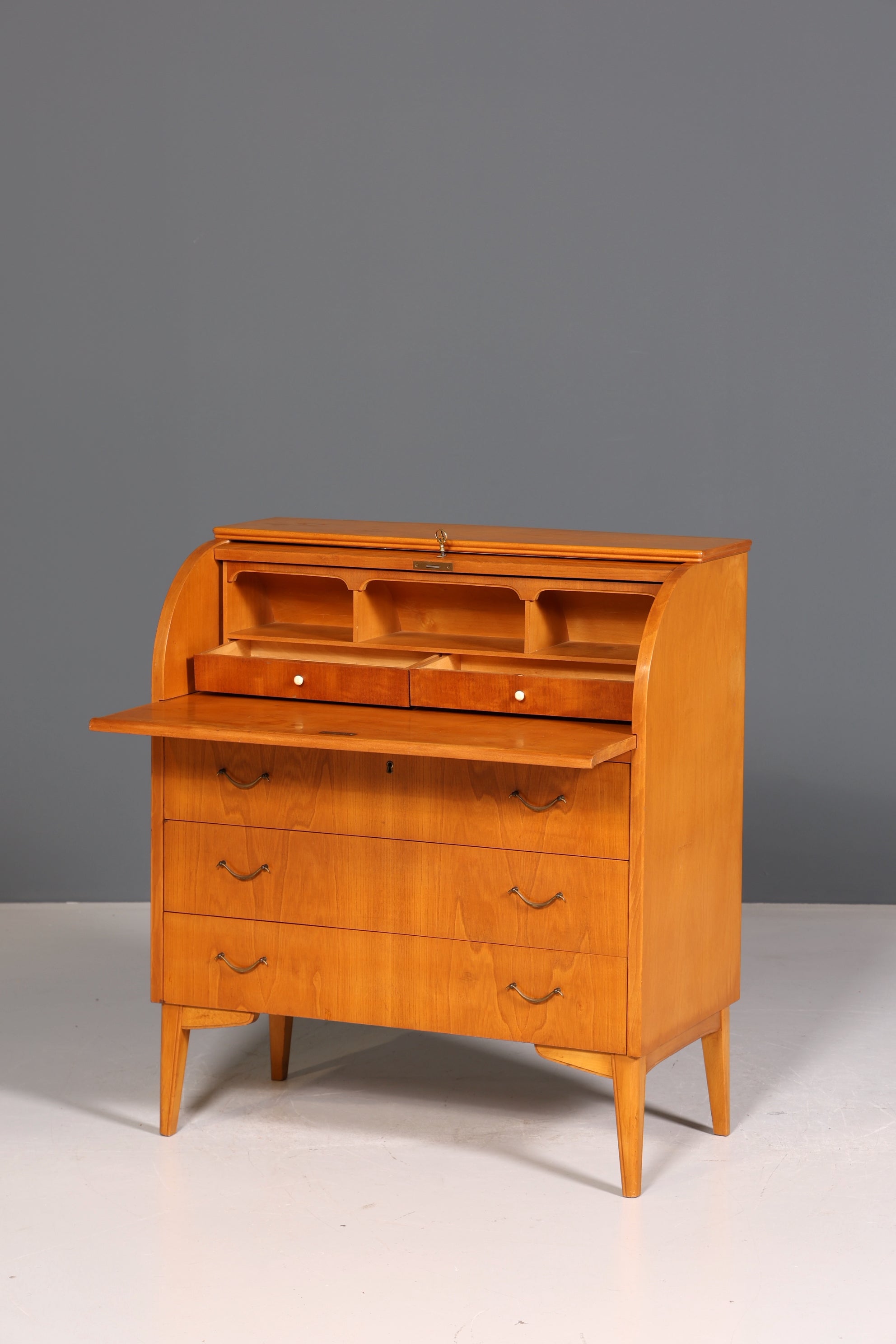 Wunderschöner Mid Century Rollladen Sekretär echt Holz Büro Schrank Vintage Schreibkommode