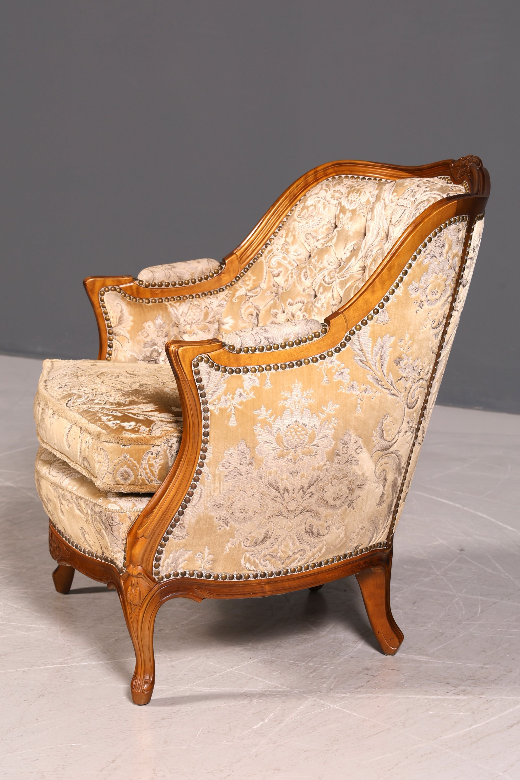 Wunderschöner Chippendale Armlehnsessel Barock Stil Sessel Armchair Samt Stoff Sessel 1 von 2