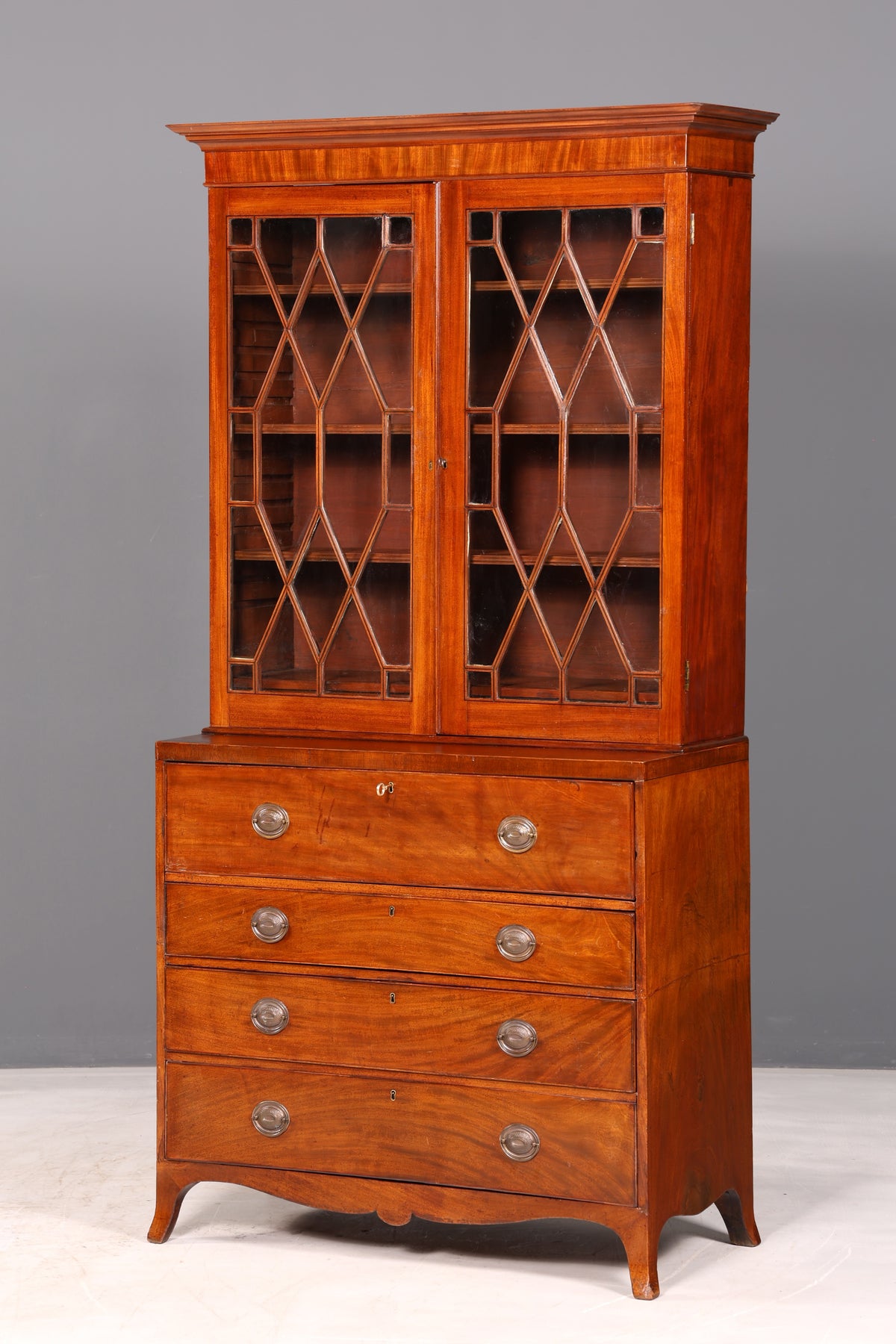 Wunderschöner Englischer Aufsatzsekretär Antik Sekretär Bücherschrank Vitrine Mahagoni Büro Schreibschrank UK