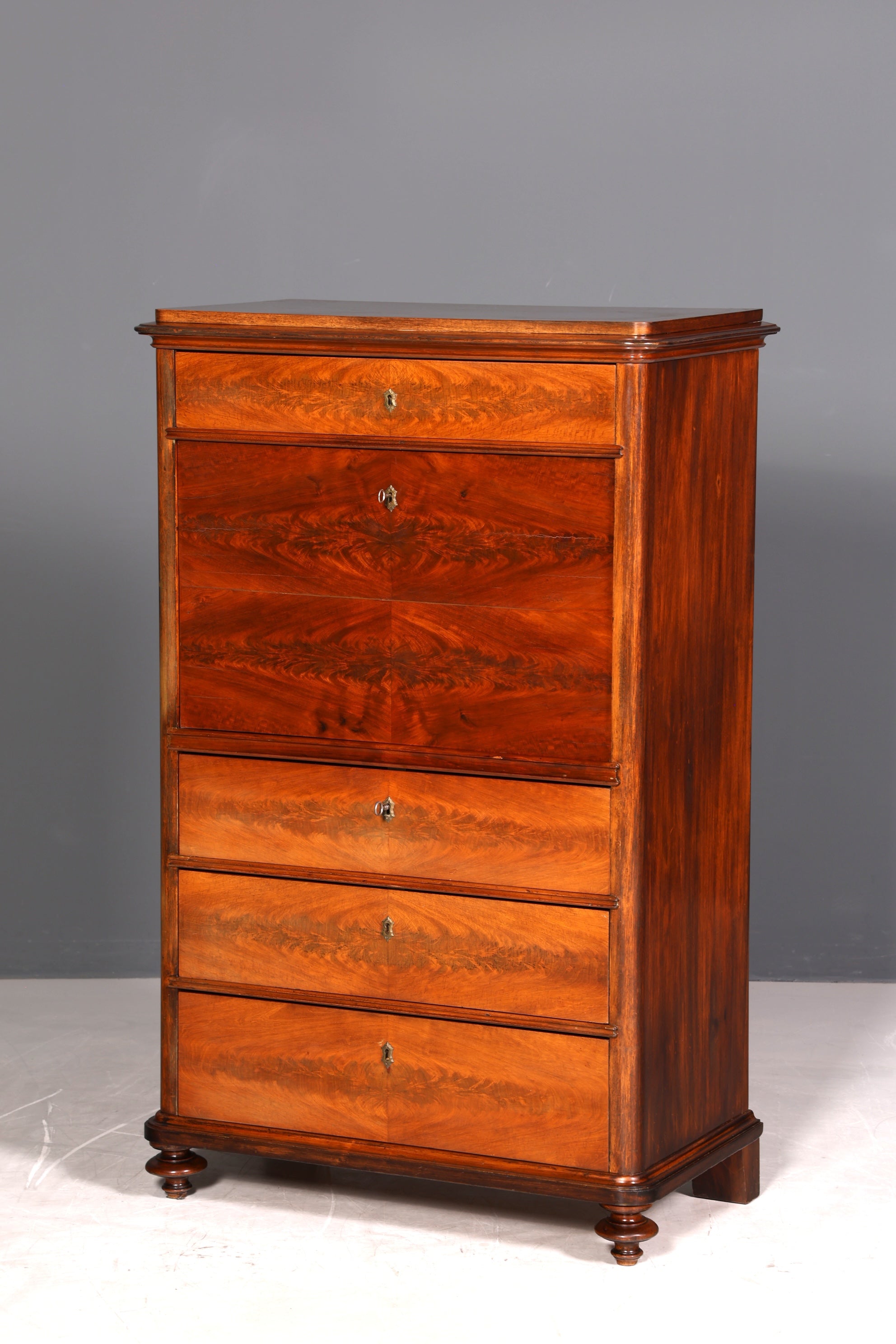 Stilvoller Louis Philippe Sekretär Vertiko Gründerzeit Kommode Chiffoniere Schubladenkommode