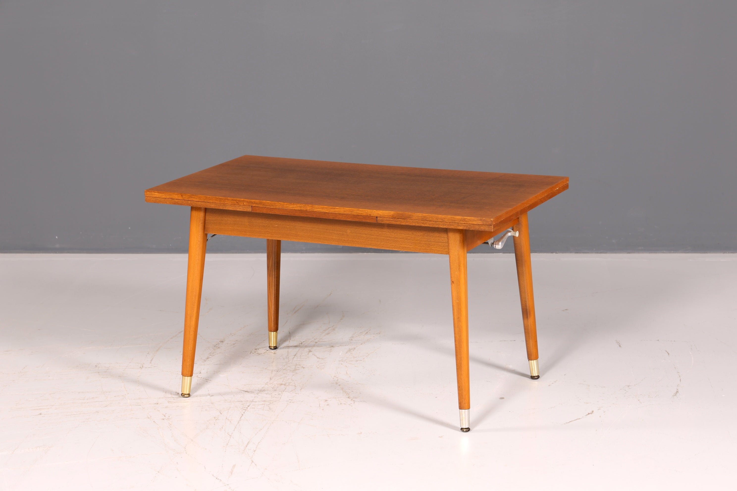 Beautiful mid-century kitchen table, vintage extendable height-adjustable dining table, 1960s wood
