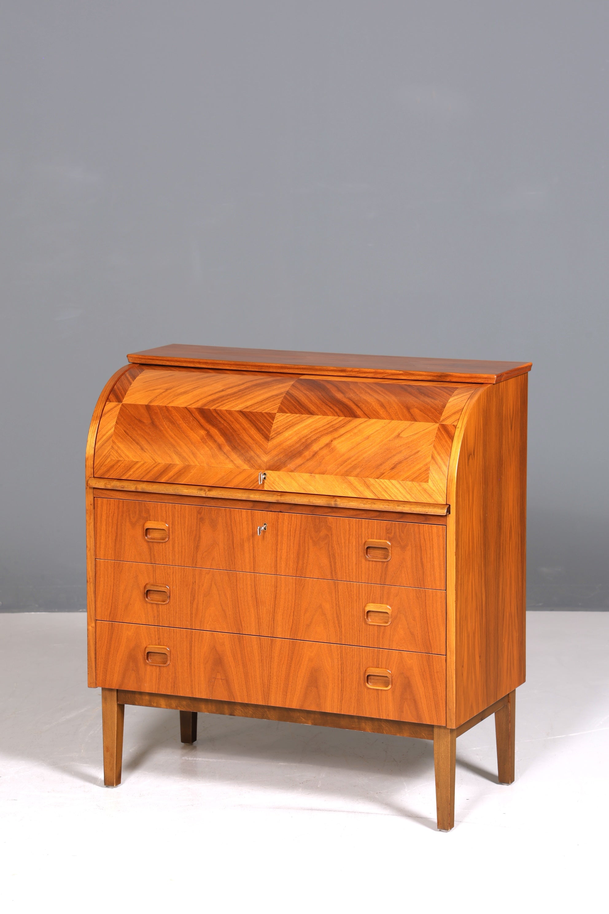 Wunderschöner Mid Century Rollladen Sekretär Danish Design echt Holz Schreibkommode 60er Jahre