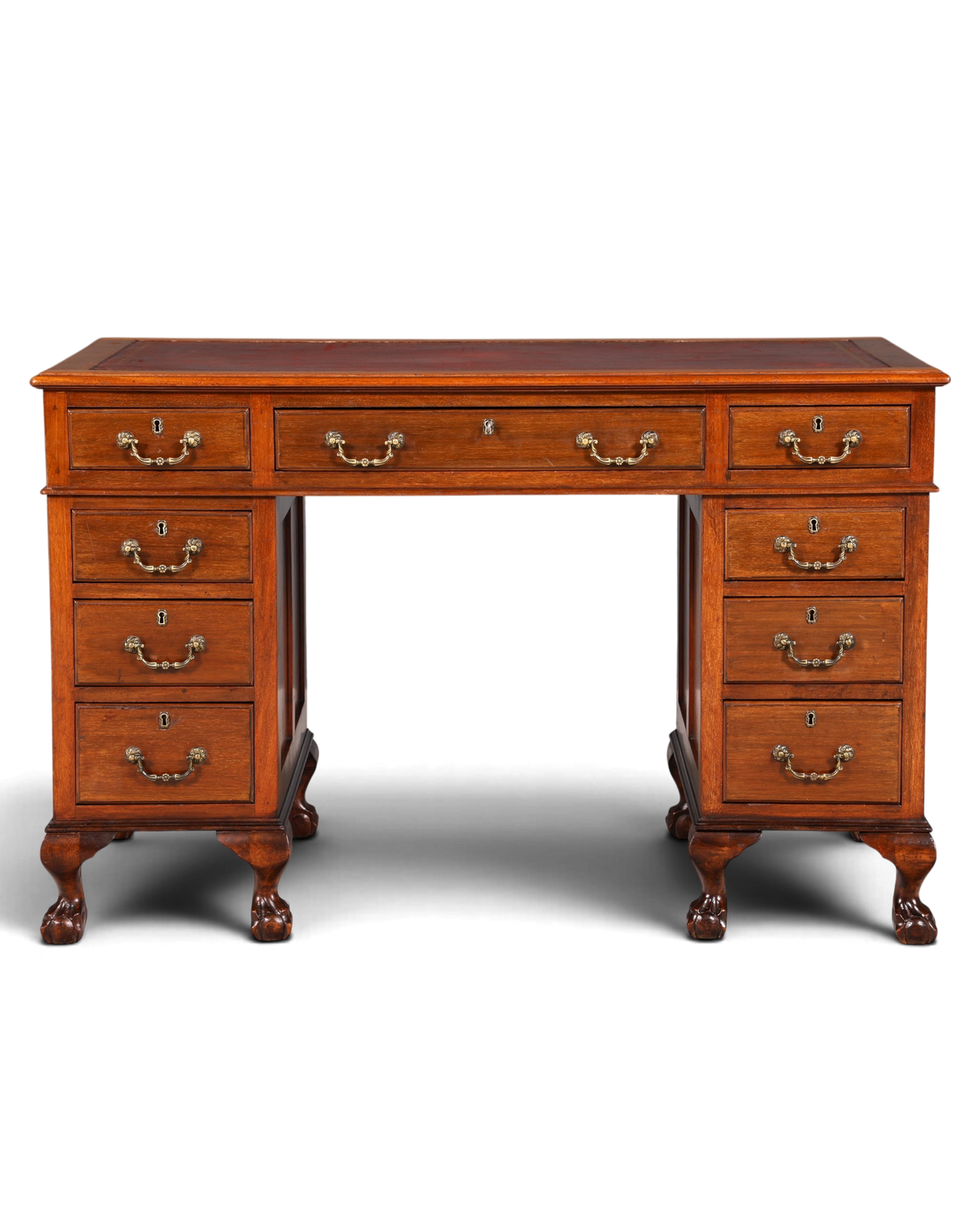 G362 Finish Wunderschöner Englischer Schreibtisch echt Lederauflage Bürotisch Antik Stil Office Desk (Kopie 2)