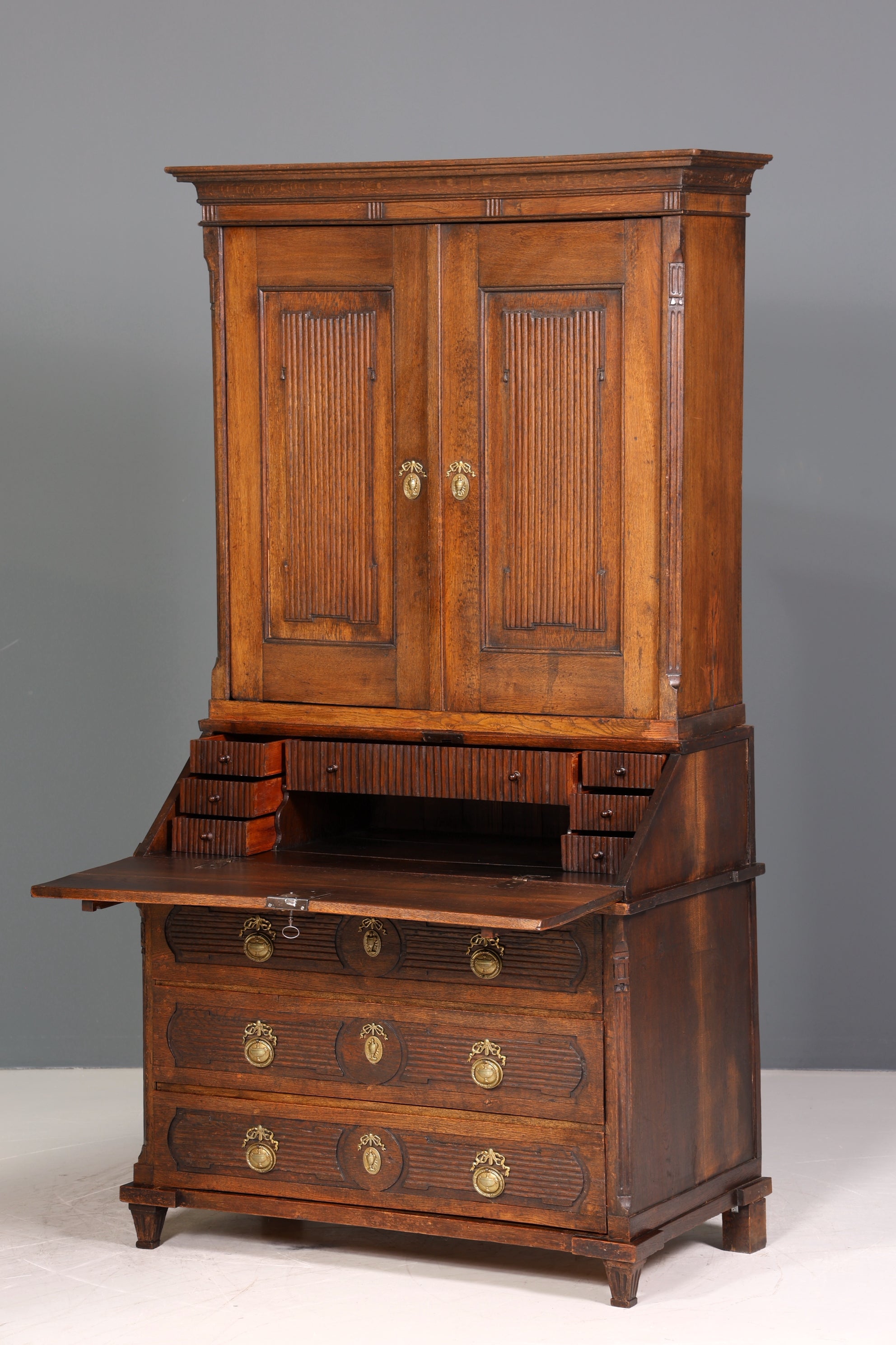 Beeindruckender Biedermeier Sekretär Louis Seize Aufsatzsekretär um 1810 Schreibkommode Büroschrank Kommode