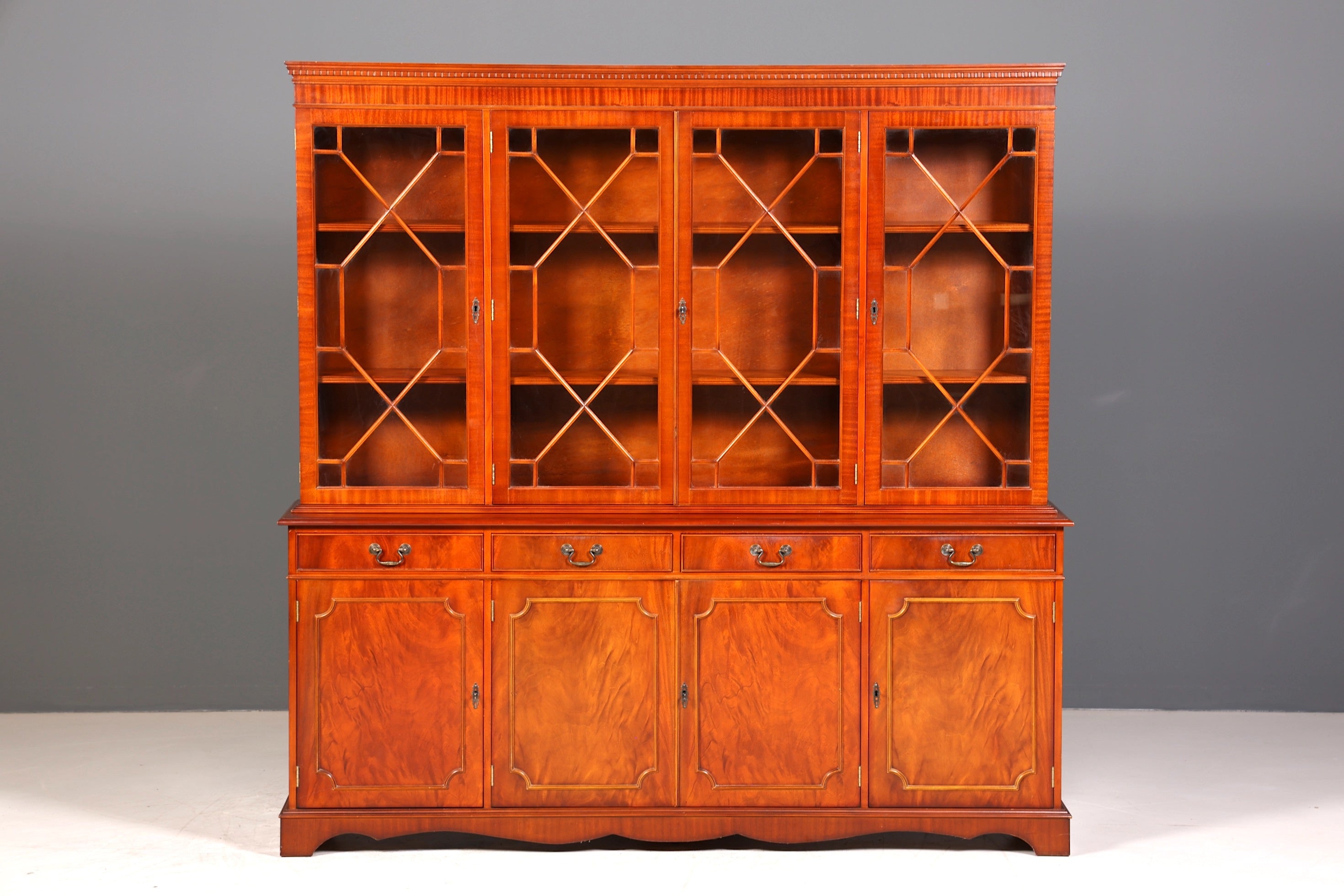 Wunderschöne Englische Vitrine Bücherschrank Buffet Antik Stil Englisch Mahagoni Glasvitrine Bibliothek