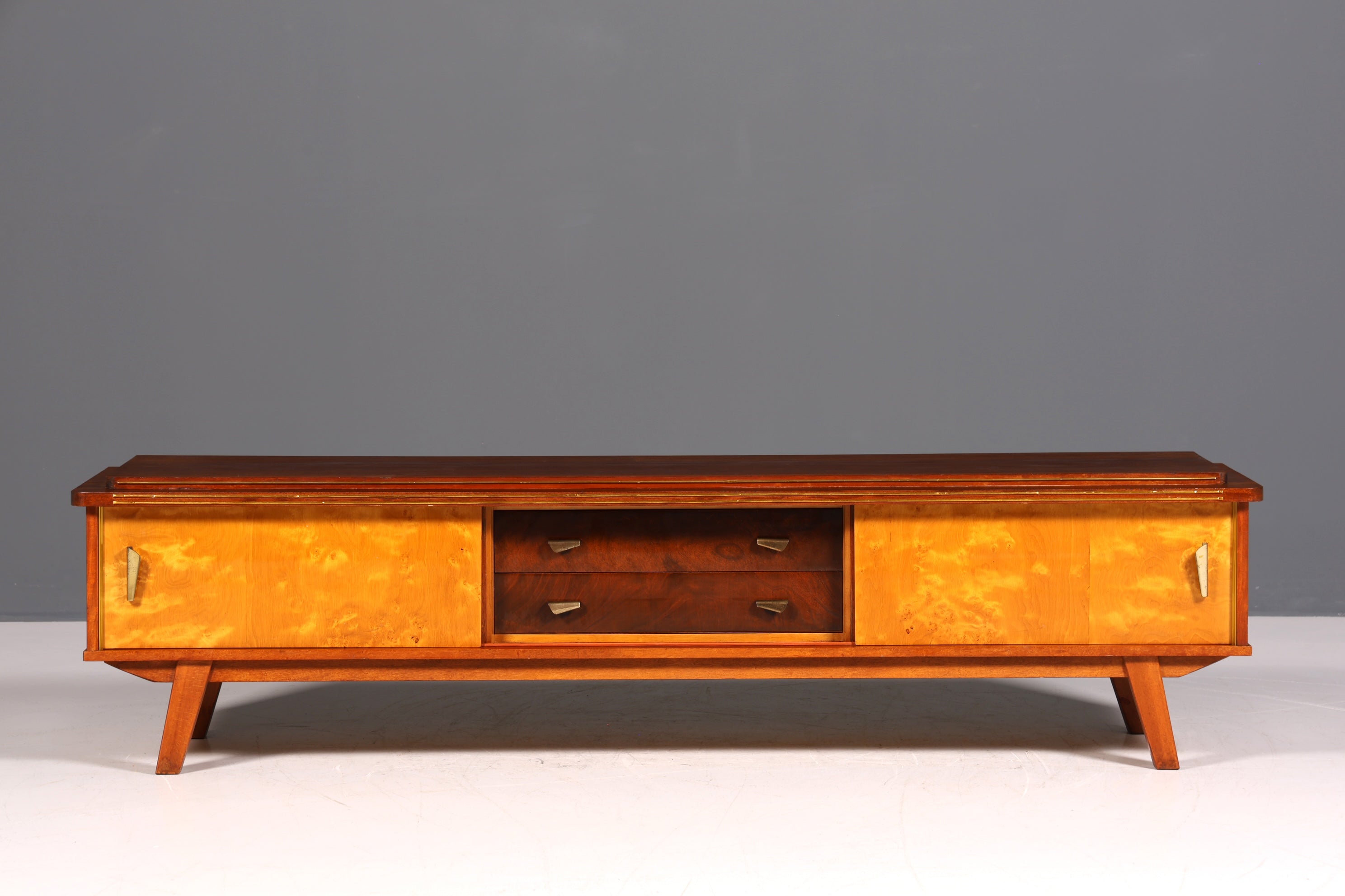 Mid Century Sideboard Vintage TV Kommode 60s Schiebetür Schrank Longboard Retro Lowboard