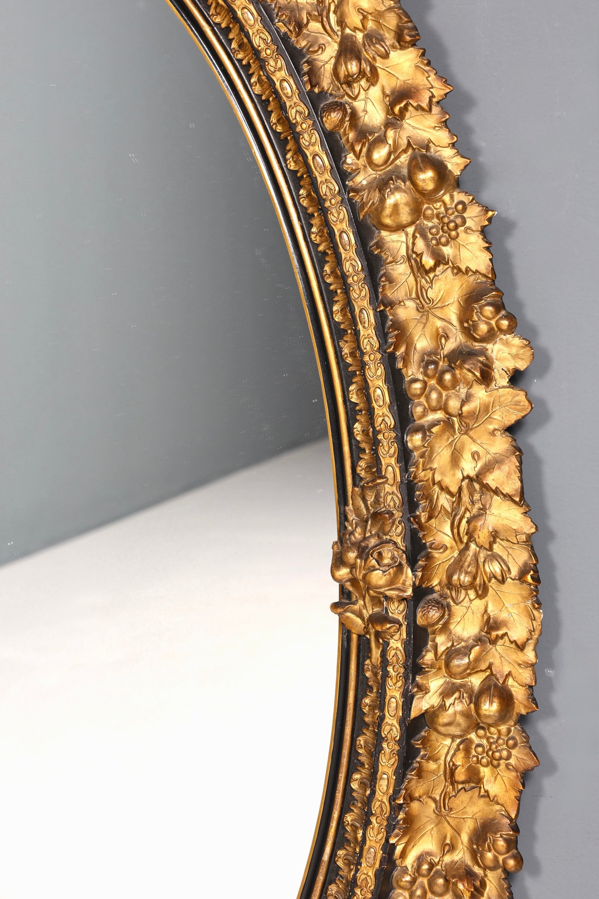Beautiful original Baroque wall mirror, antique style mirror, hallway mirror with ornaments, decorative mirror circa 1860