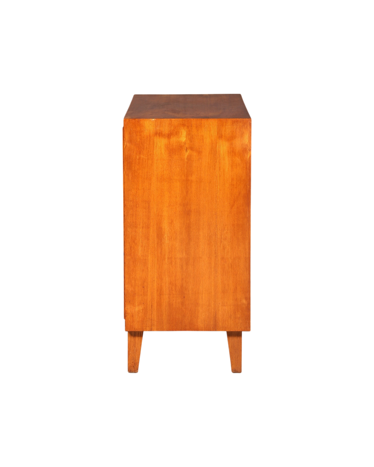 Hauptstadt Möblerei Mid Century Kommode aus massivem Holz in warmer brauner Farbe, Seitenansicht