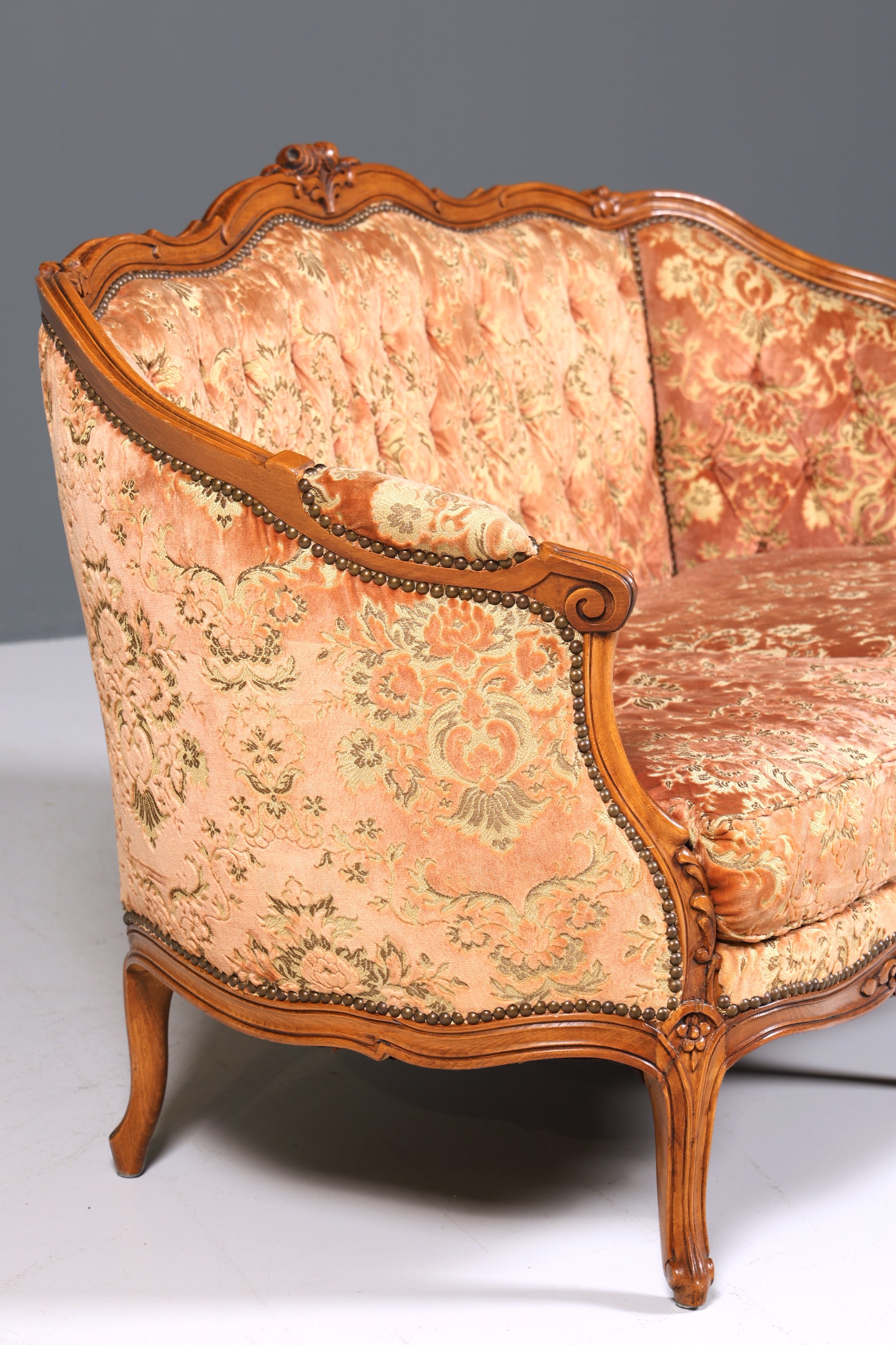 Wunderschönes Chippendale Sofa Barock Stil Couch Samt Stoff Rococo 2 Sitzer Canapé